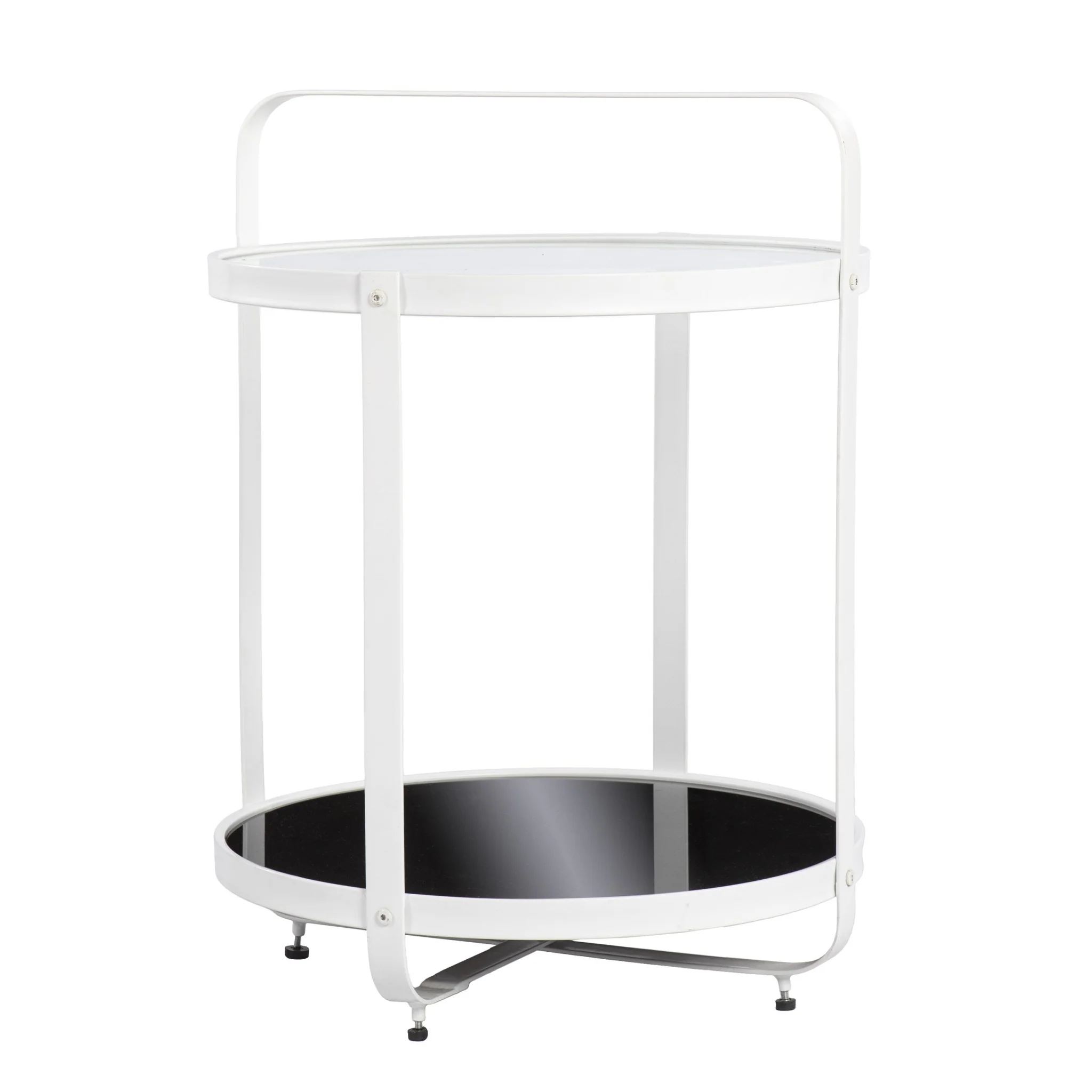 27" White Glass And Iron Round End Table With Shelf By Homeroots - Image 4
