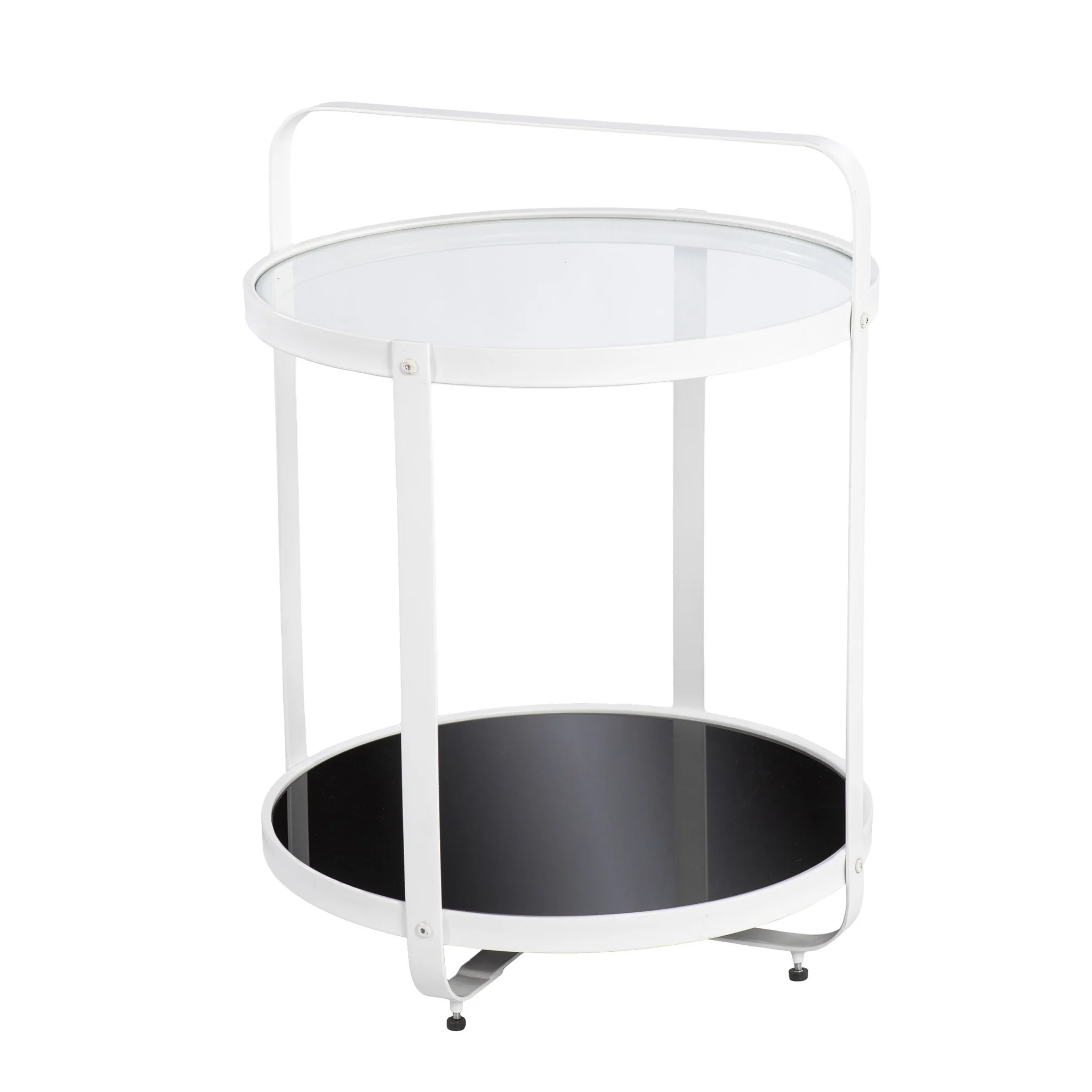 27" White Glass And Iron Round End Table With Shelf By Homeroots - Image 5