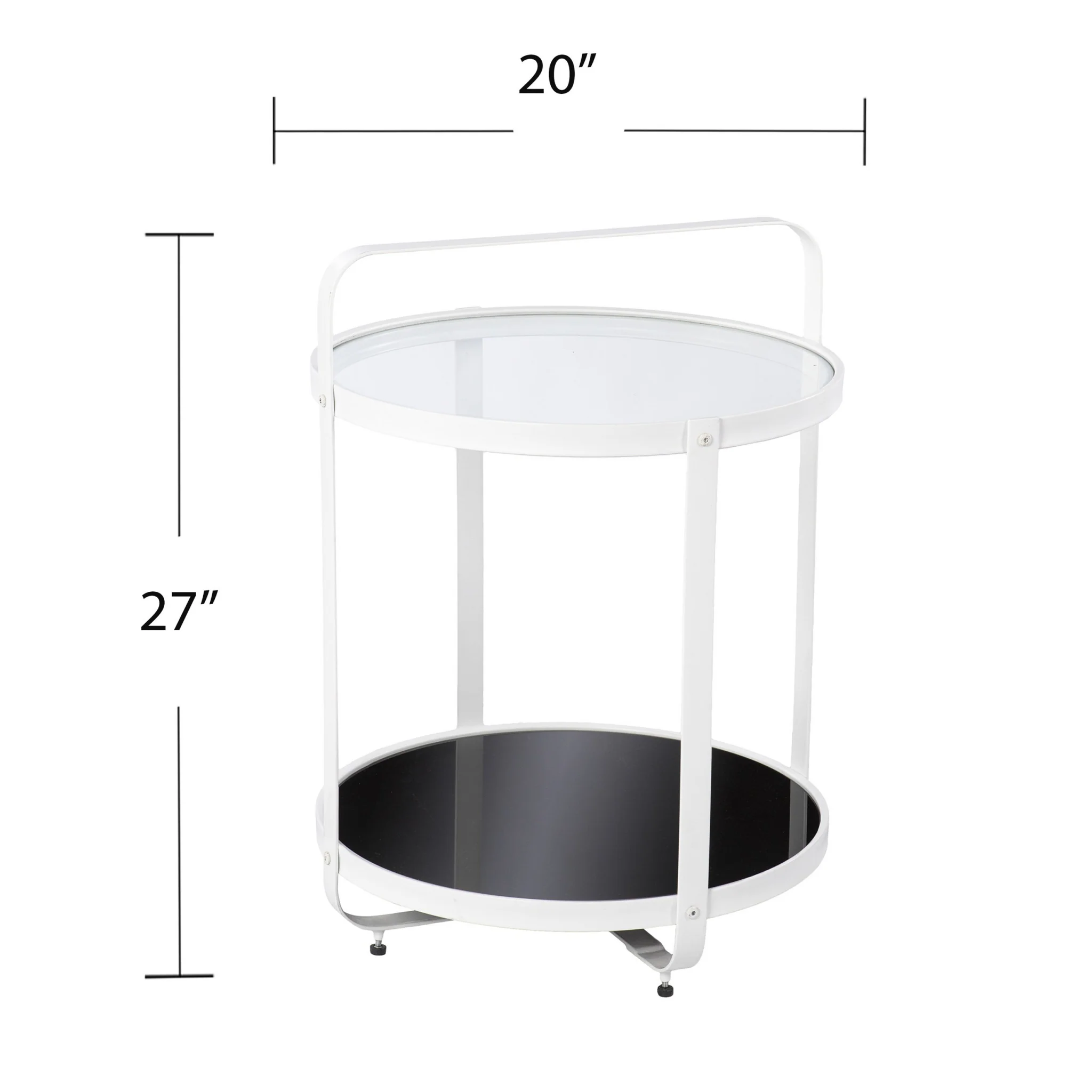 27" White Glass And Iron Round End Table With Shelf By Homeroots - Image 6