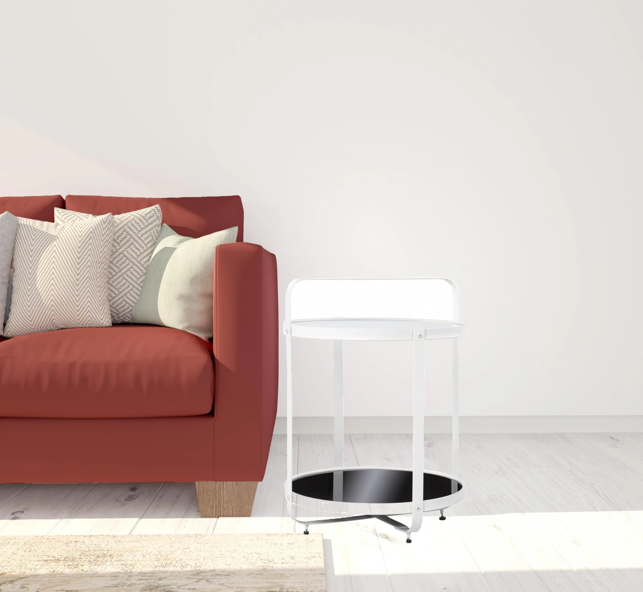 27" White Glass And Iron Round End Table With Shelf By Homeroots - Image 7