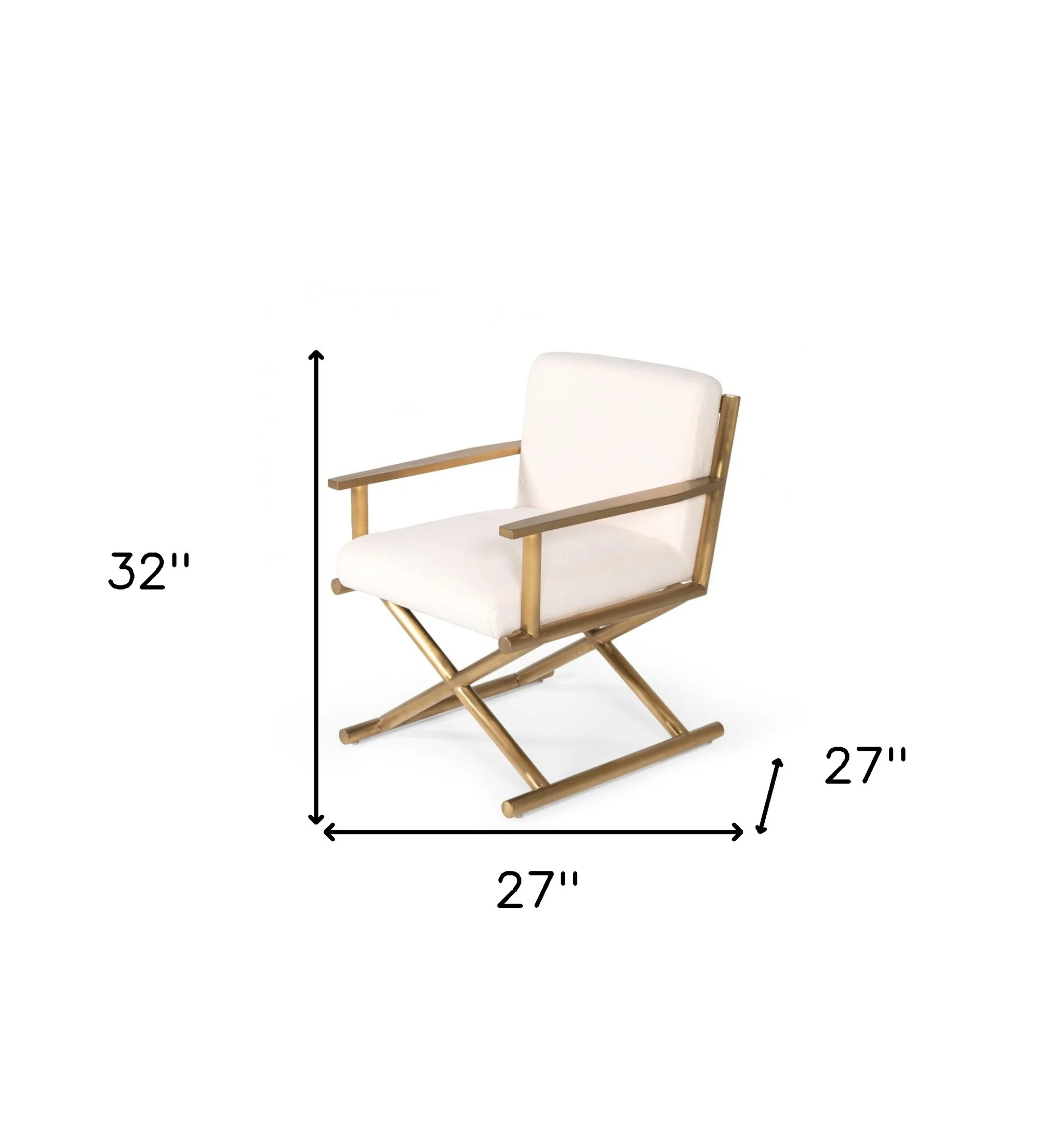 27" White Sherpa And Gold Directors Arm Chair By Homeroots - Image 7