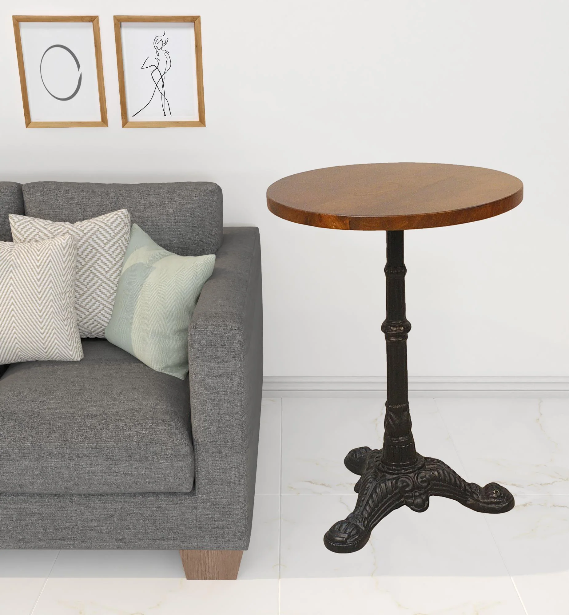 28" Black And Chestnut Solid Wood Round End Table By Homeroots - Image 2