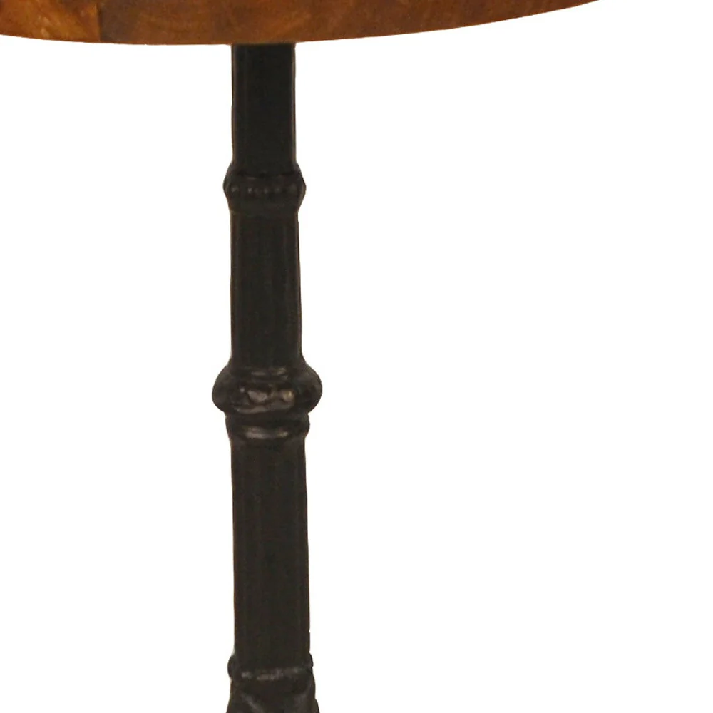28" Black And Chestnut Solid Wood Round End Table By Homeroots - Image 3