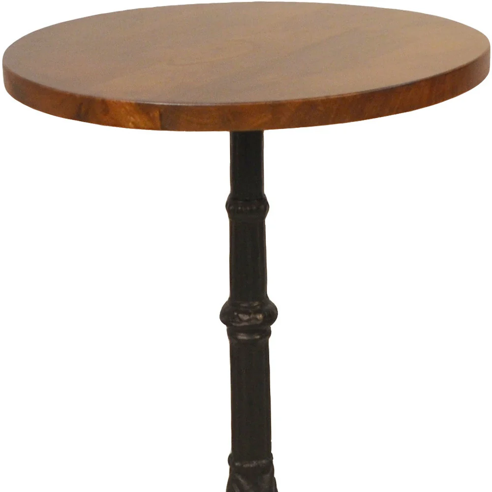 28" Black And Chestnut Solid Wood Round End Table By Homeroots - Image 4