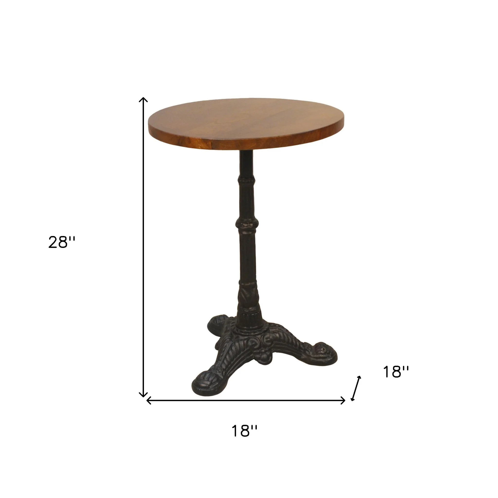 28" Black And Chestnut Solid Wood Round End Table By Homeroots - Image 5