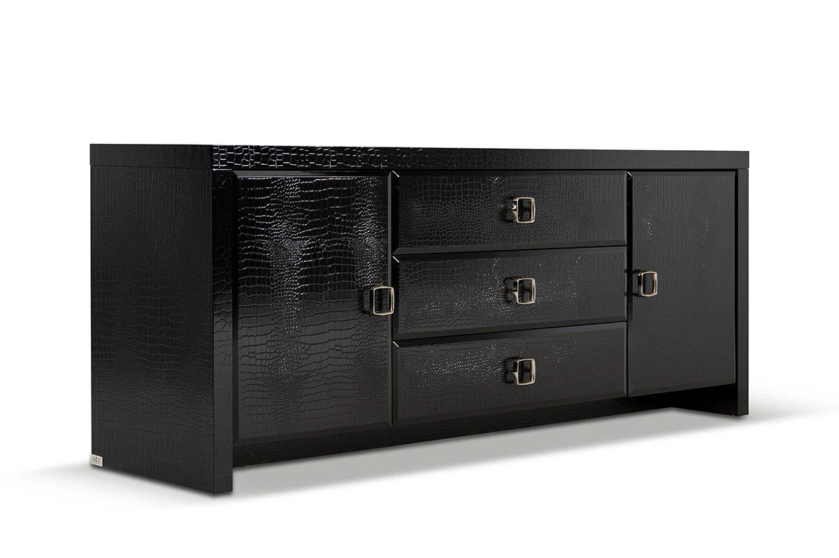 28' Black Crocodile Mdf Dresser By Homeroots - Image 3