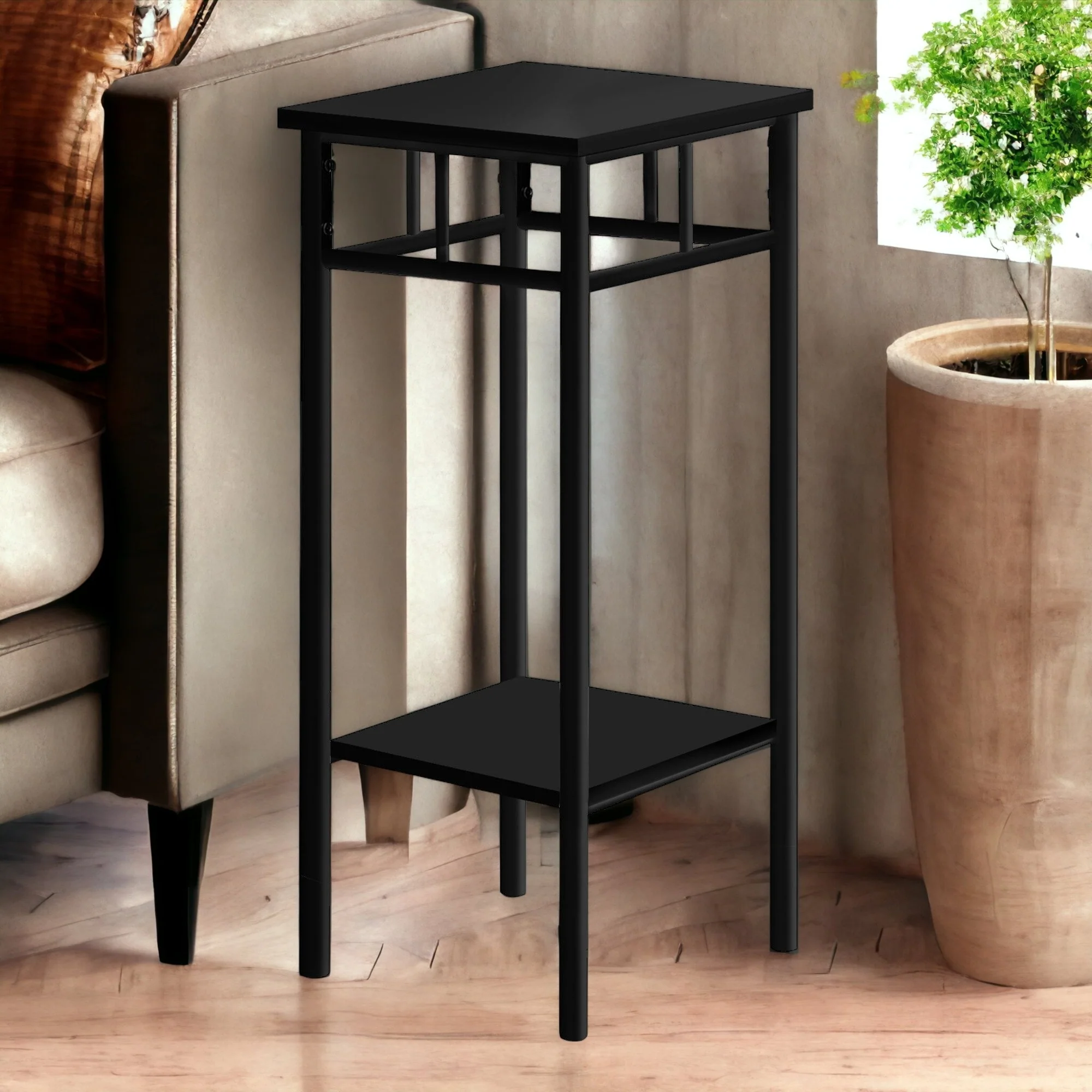 28" Black End Table With Shelf By Homeroots - Image 6