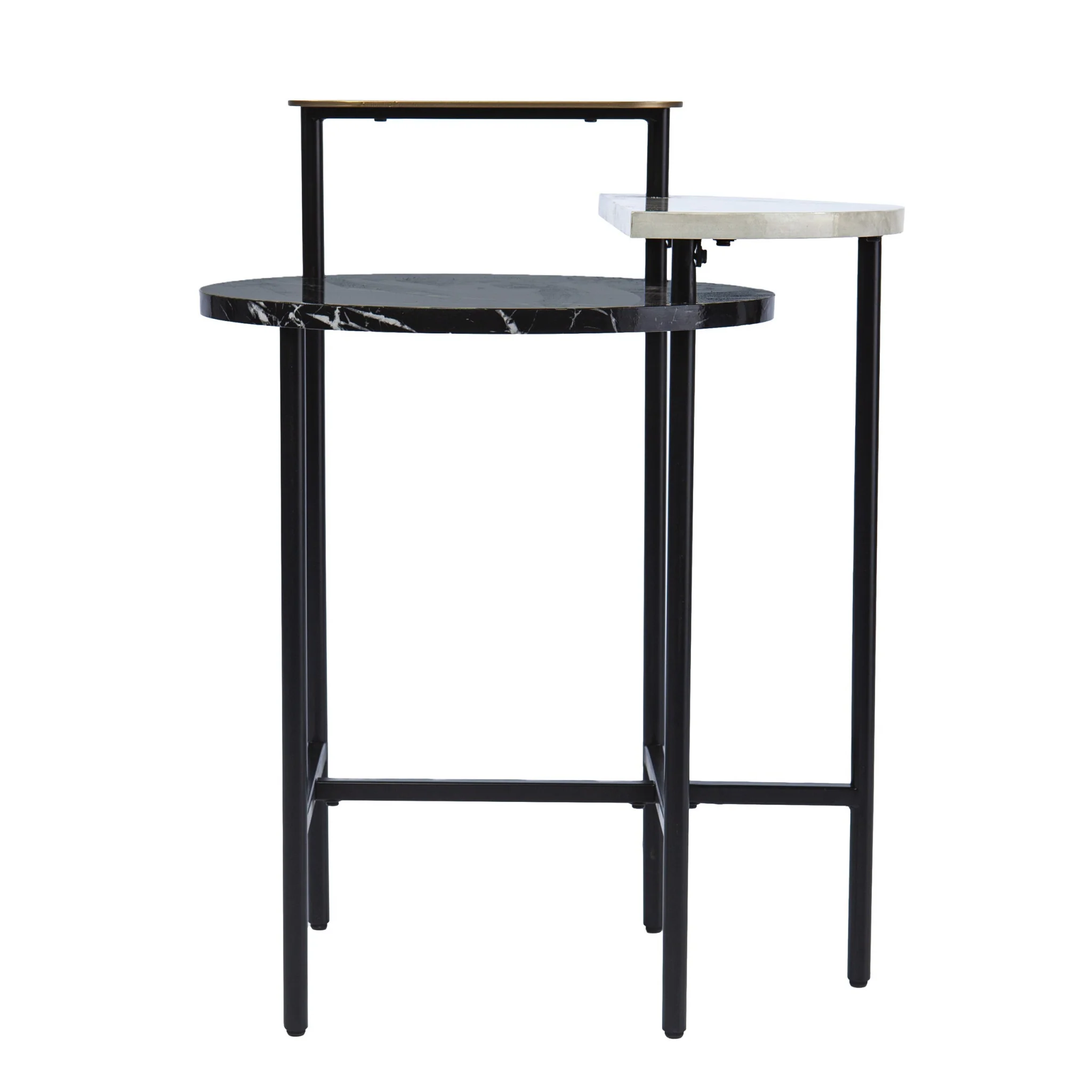 28" Black Manufactured Wood And Iron Free Form End Table With Shelf By Homeroots - Image 2