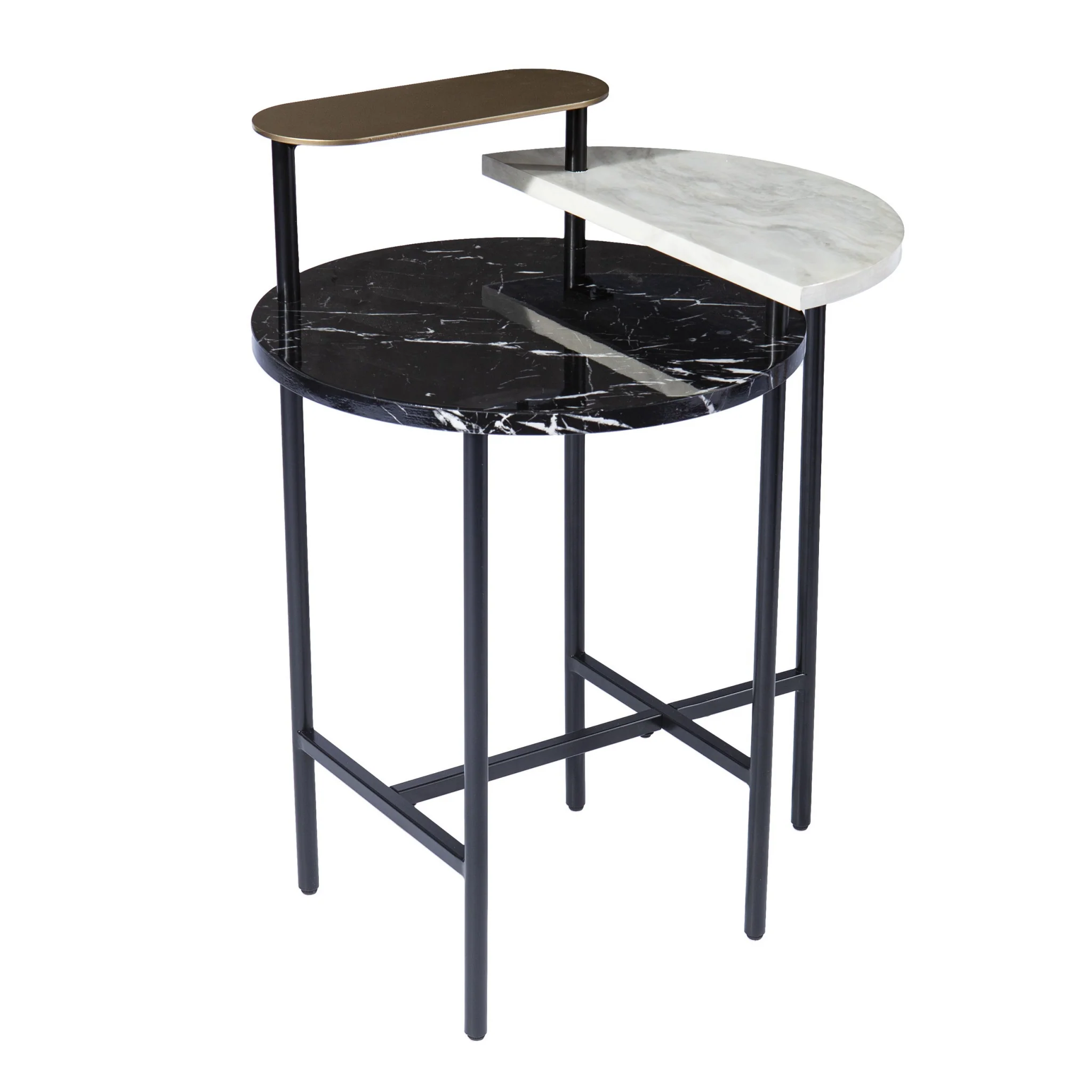28" Black Manufactured Wood And Iron Free Form End Table With Shelf By Homeroots - Image 3