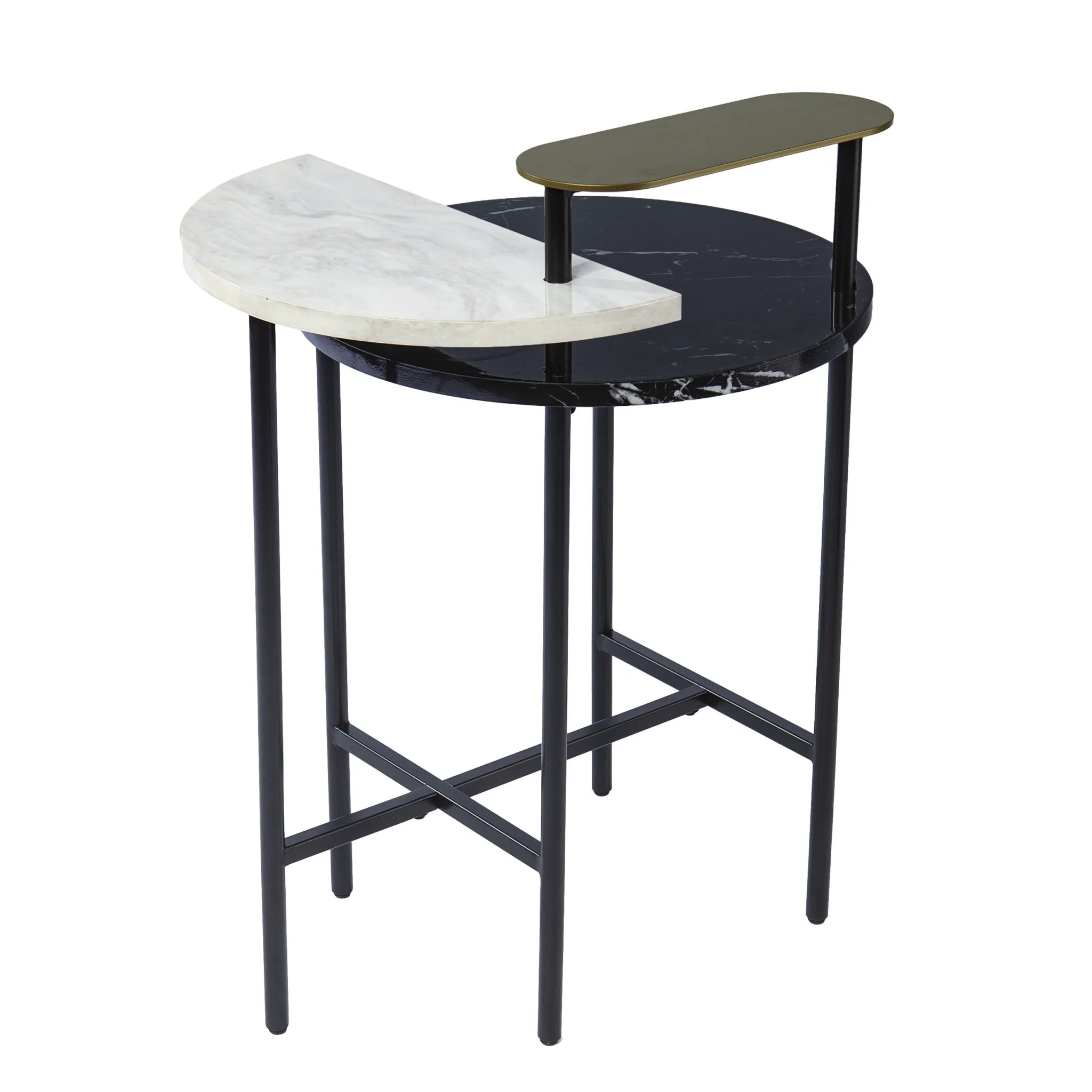 28" Black Manufactured Wood And Iron Free Form End Table With Shelf By Homeroots - Image 4
