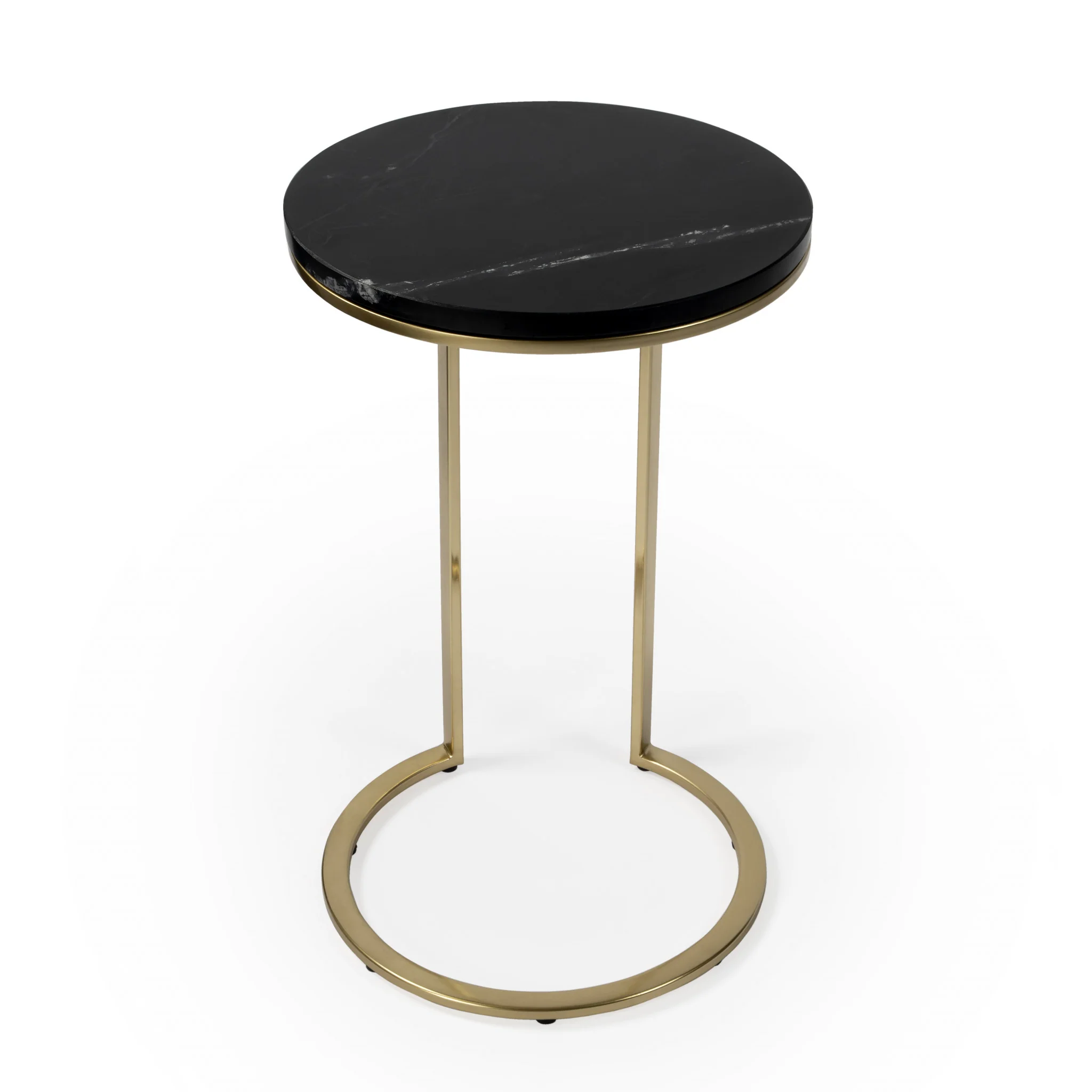 28" Black Marble Round End Table By Homeroots - Image 2