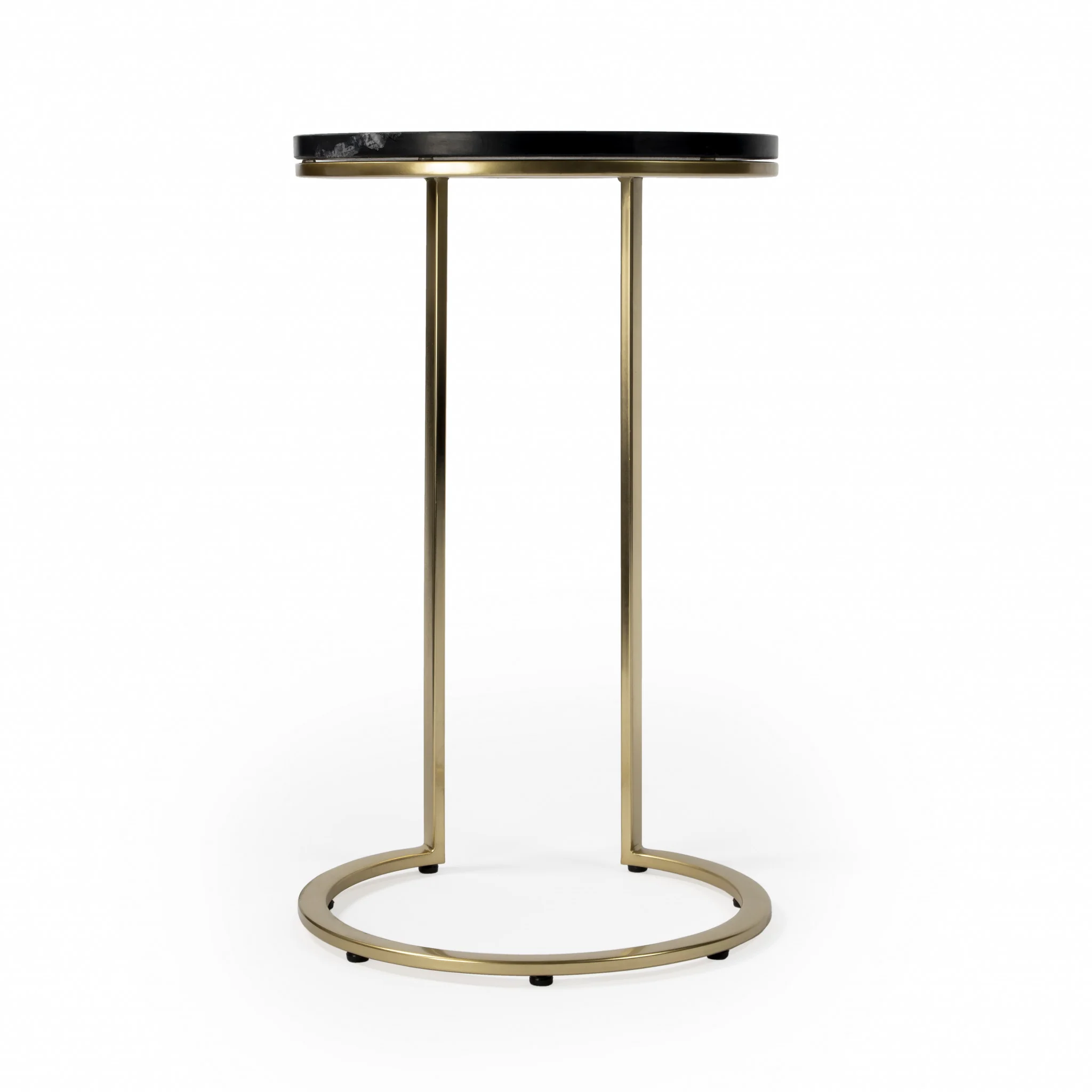 28" Black Marble Round End Table By Homeroots - Image 3
