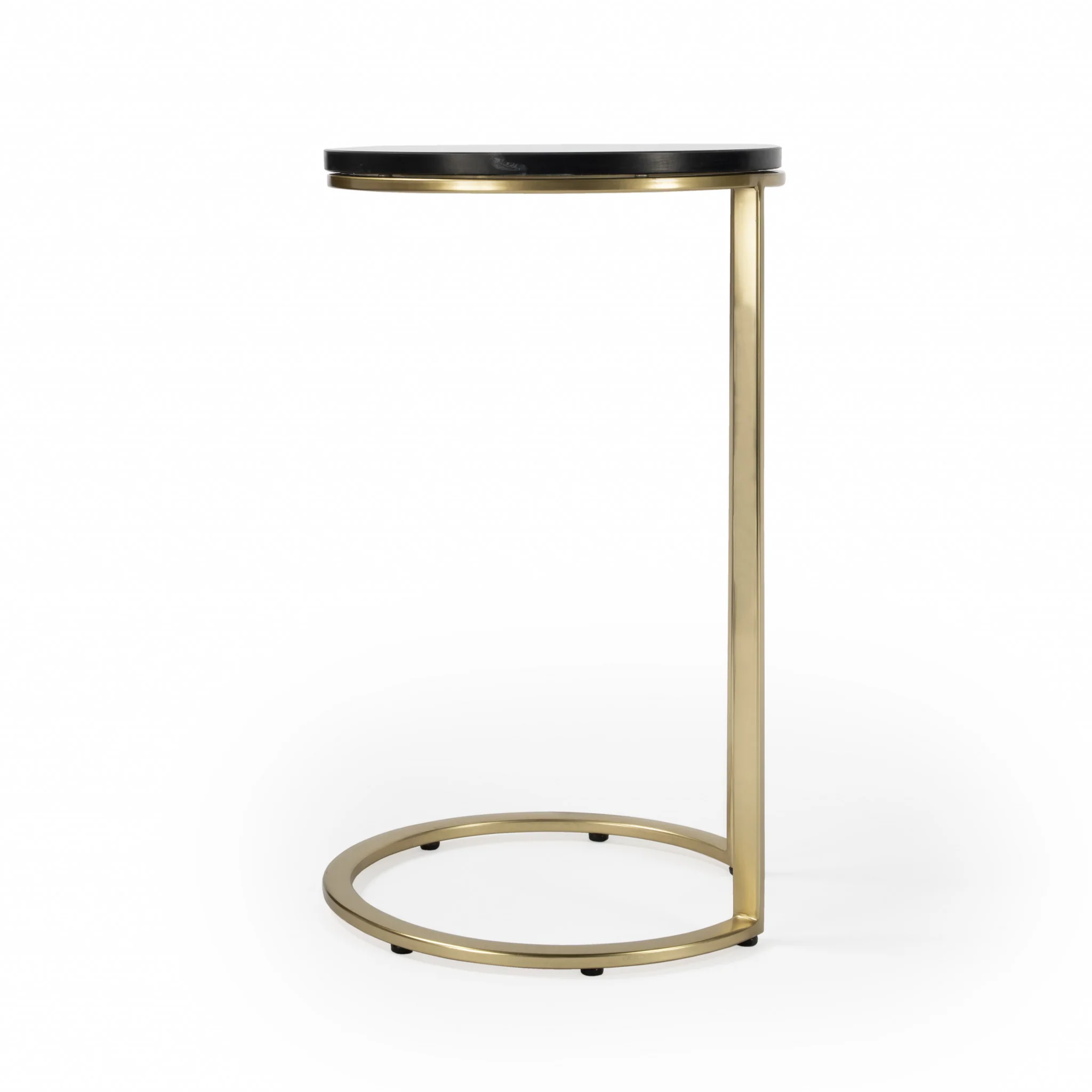 28" Black Marble Round End Table By Homeroots - Image 4
