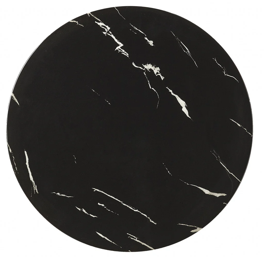 28" Black Marble Round End Table By Homeroots - Image 5