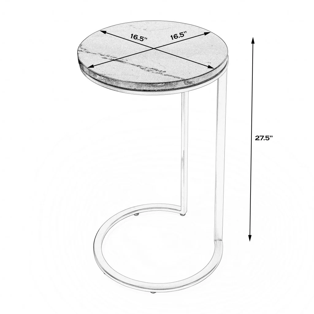 28" Black Marble Round End Table By Homeroots - Image 9