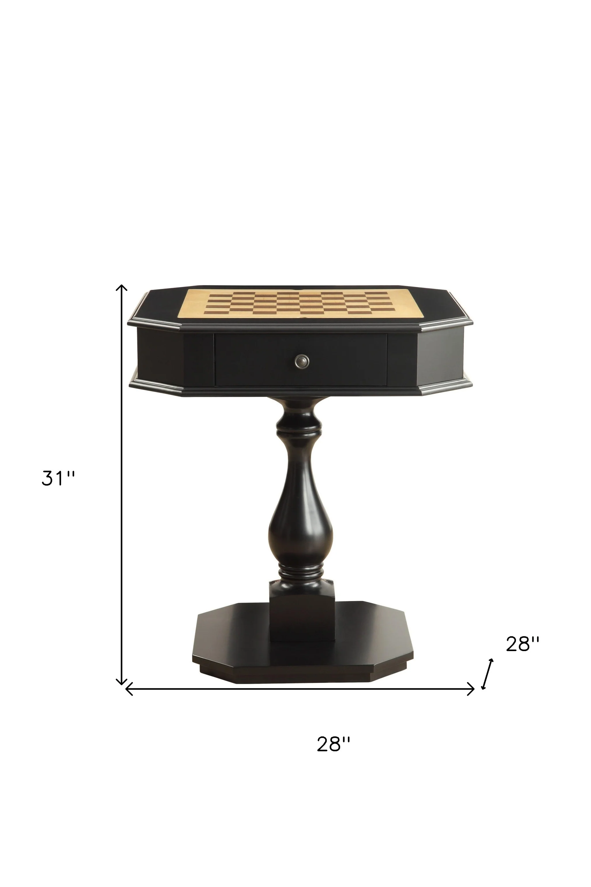 28" Black Solid and Manufactured Wood Octagon Pedestal Console Table By Homeroots - Image 5