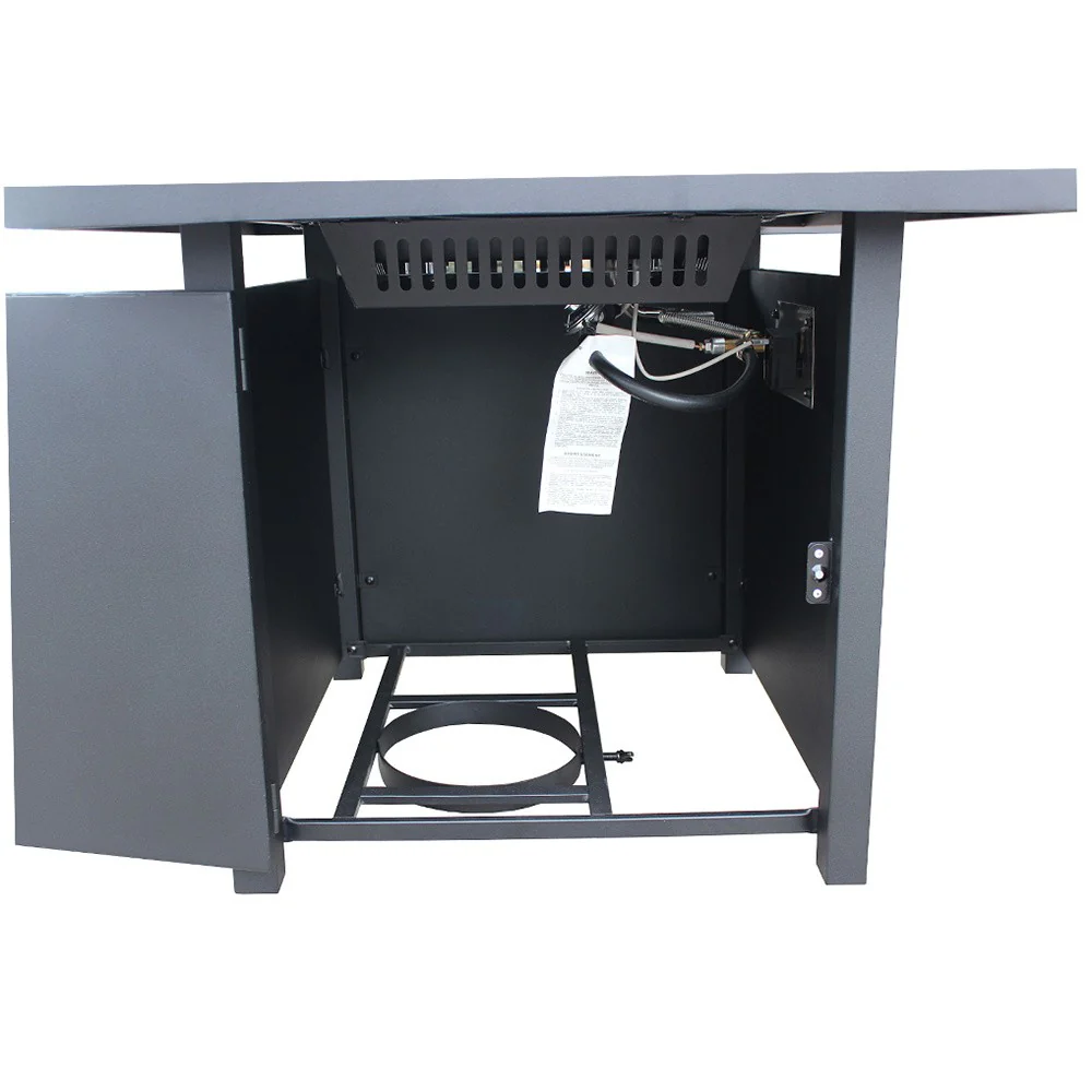 28" Black Square Propane Fire Pit with Lava Rocks and Cover By Homeroots - Image 5