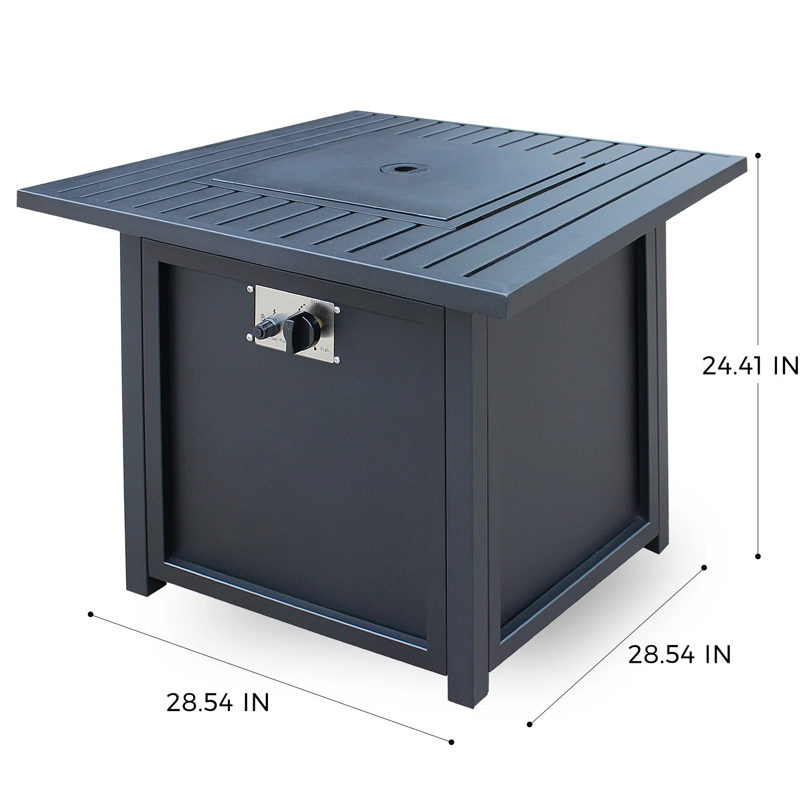 28" Black Square Propane Fire Pit with Lava Rocks and Cover By Homeroots - Image 6