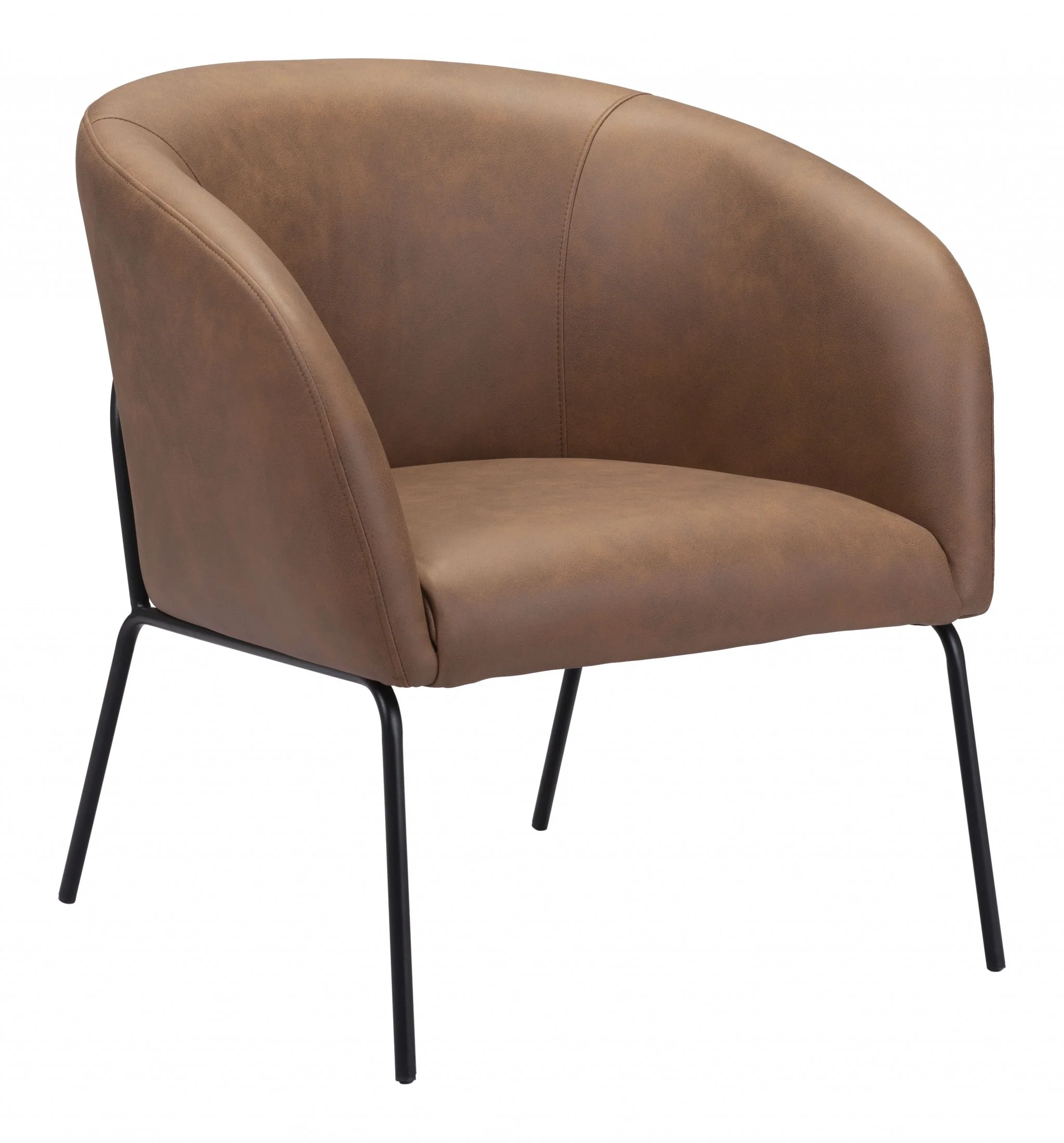 28" Brown Faux Leather And Gold Arm Chair By Homeroots - Image 2