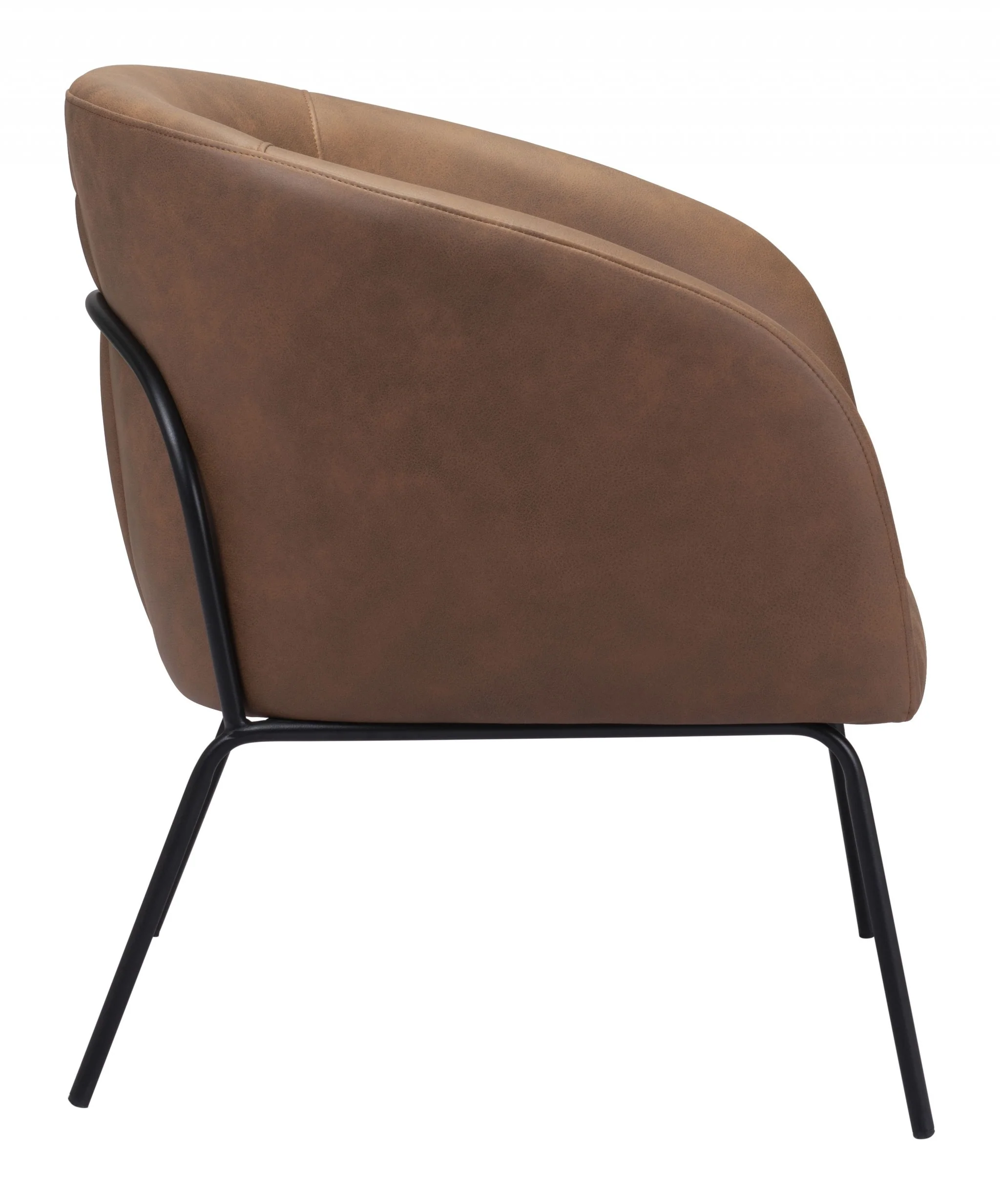 28" Brown Faux Leather And Gold Arm Chair By Homeroots - Image 3