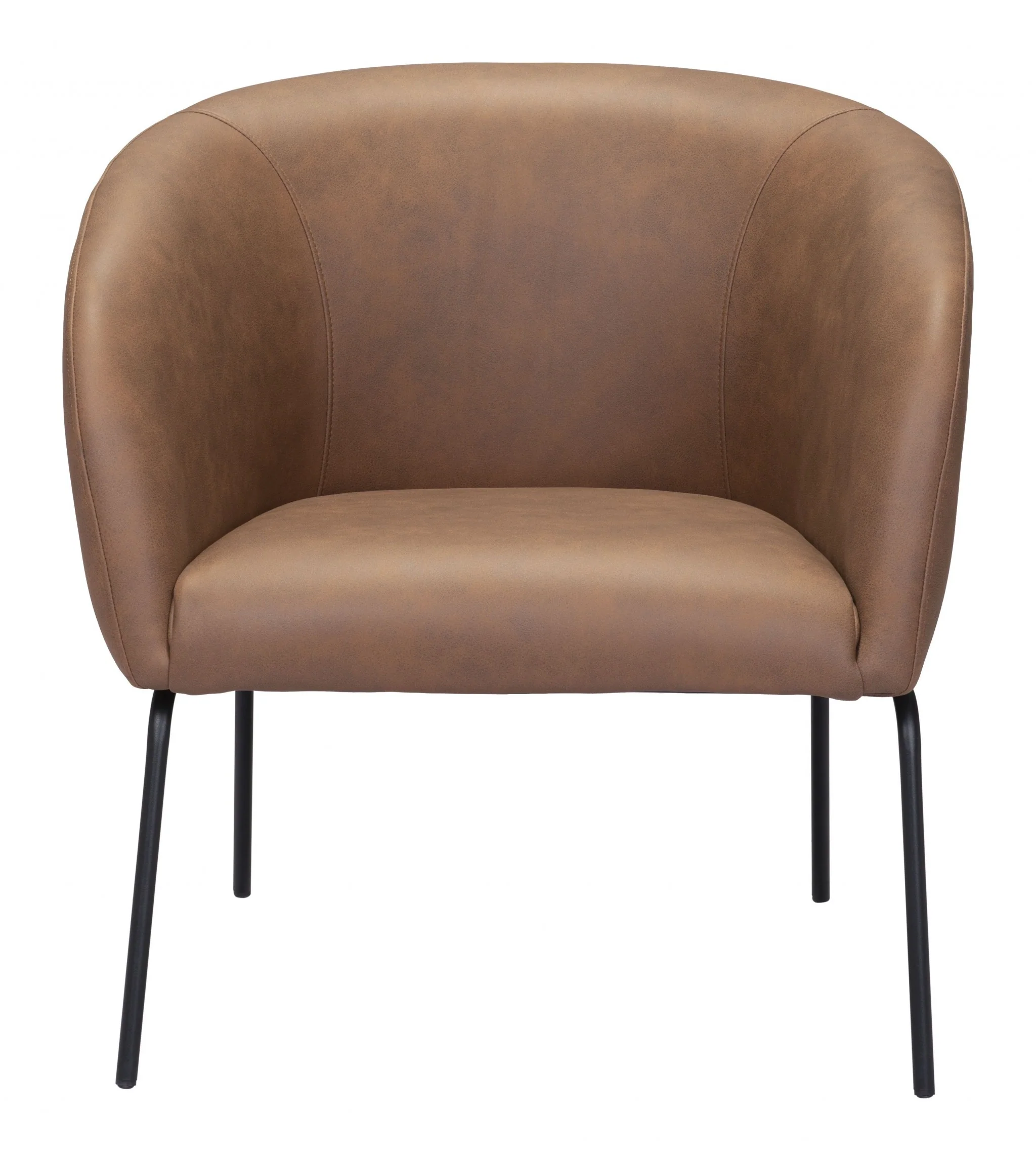28" Brown Faux Leather And Gold Arm Chair By Homeroots - Image 4
