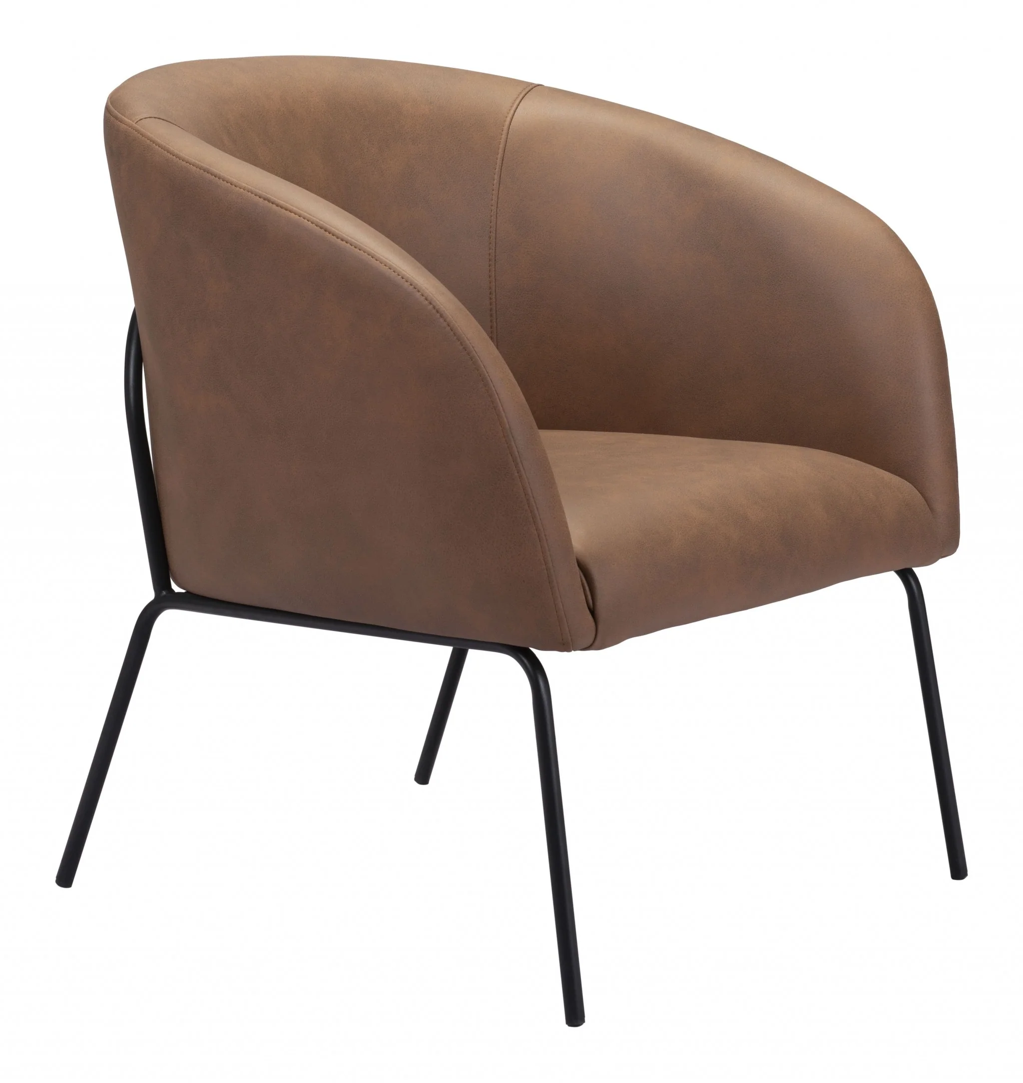 28" Brown Faux Leather And Gold Arm Chair By Homeroots - Image 6