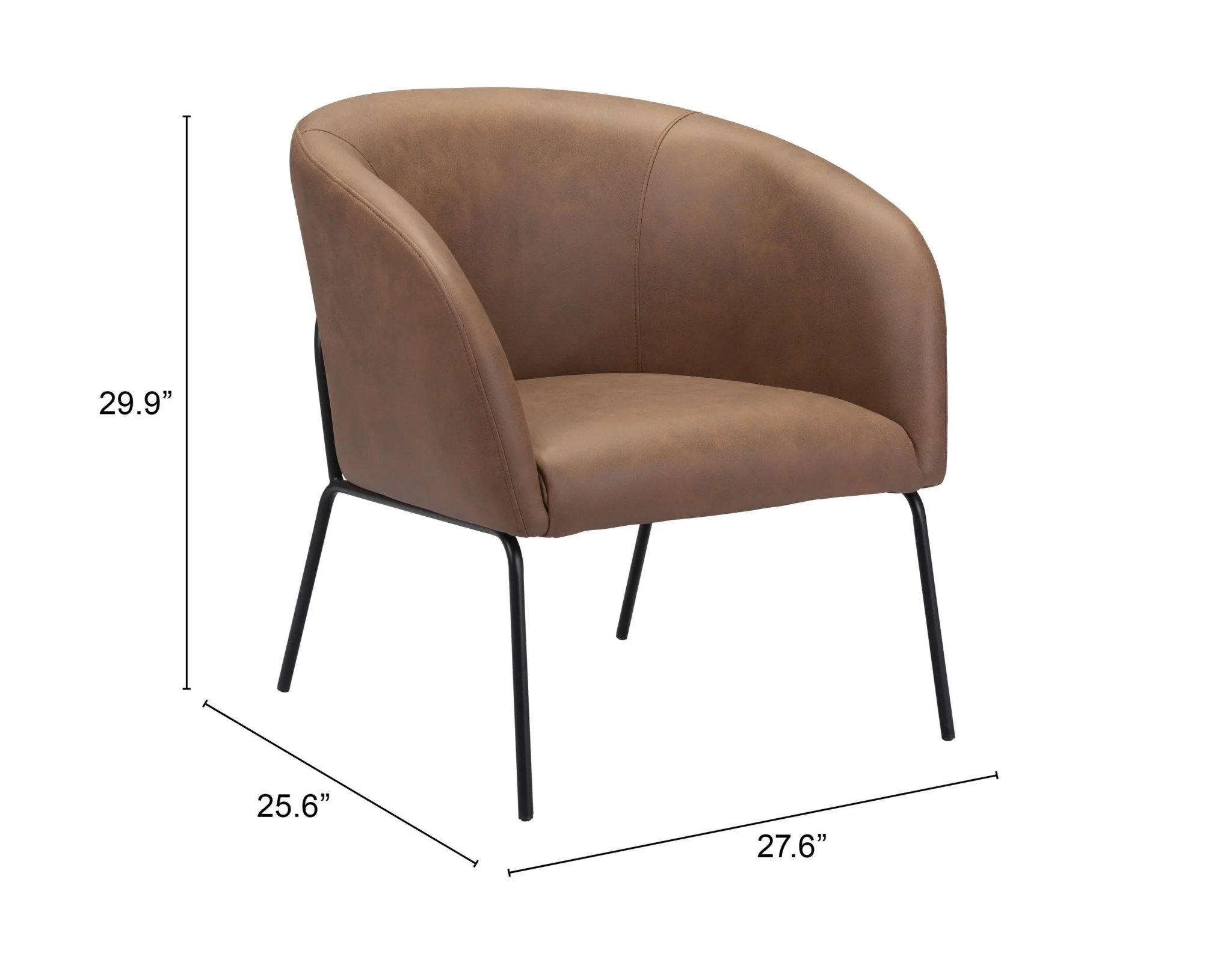 28" Brown Faux Leather And Gold Arm Chair By Homeroots - Image 8