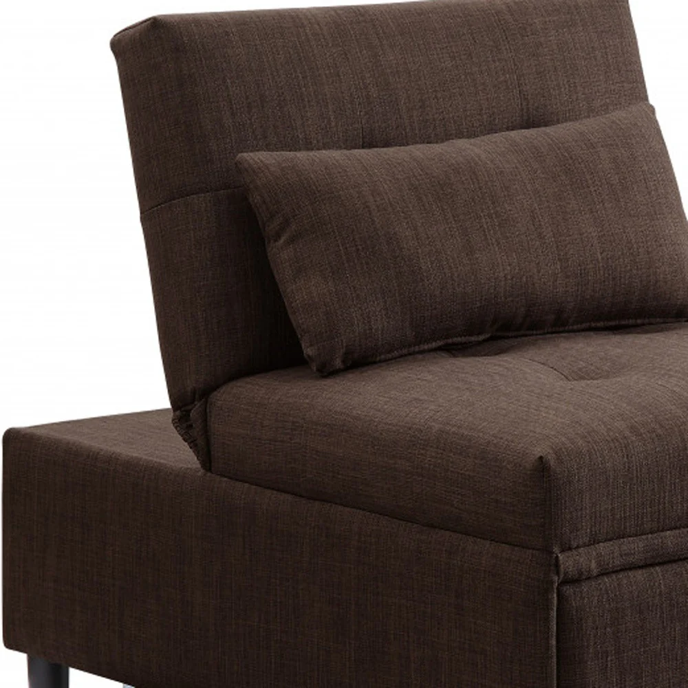 28" Brown Linen And Black Sleeper Sofa By Homeroots - Image 3