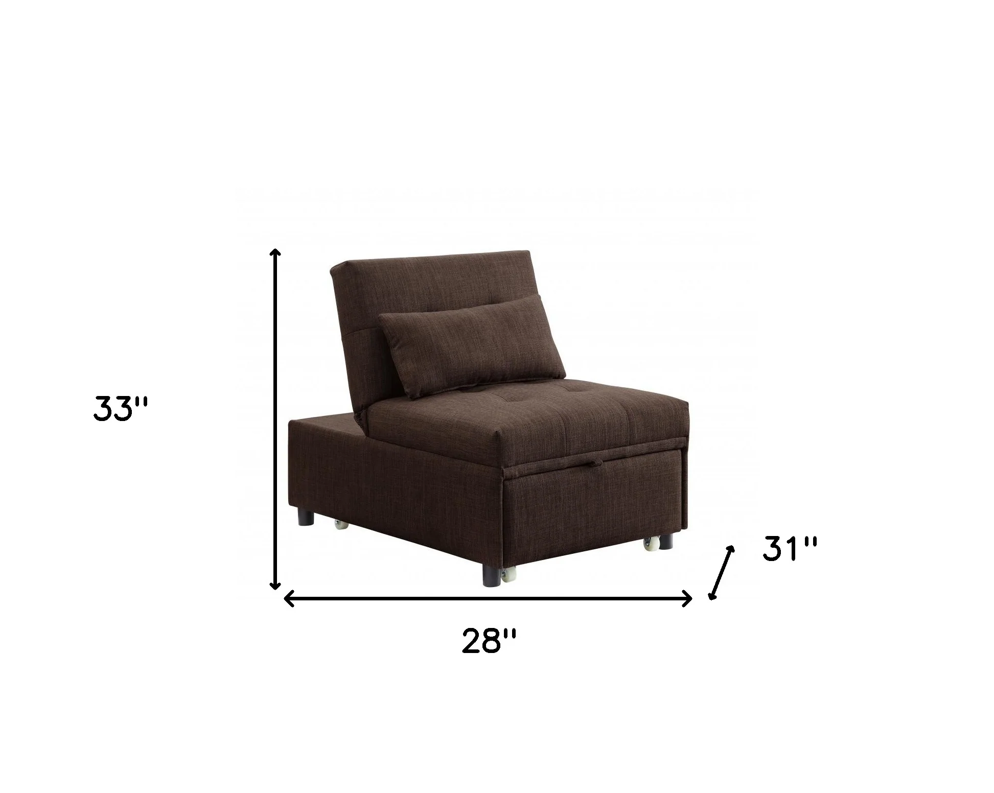 28" Brown Linen And Black Sleeper Sofa By Homeroots - Image 5