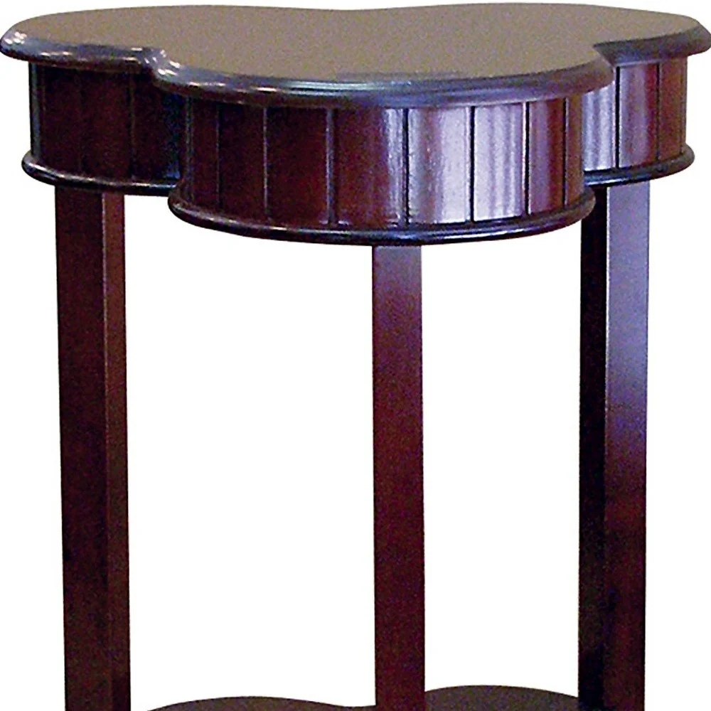 28" Brown Solid And Manufactured Wood Free Form End Table With Shelf By Homeroots - Image 4