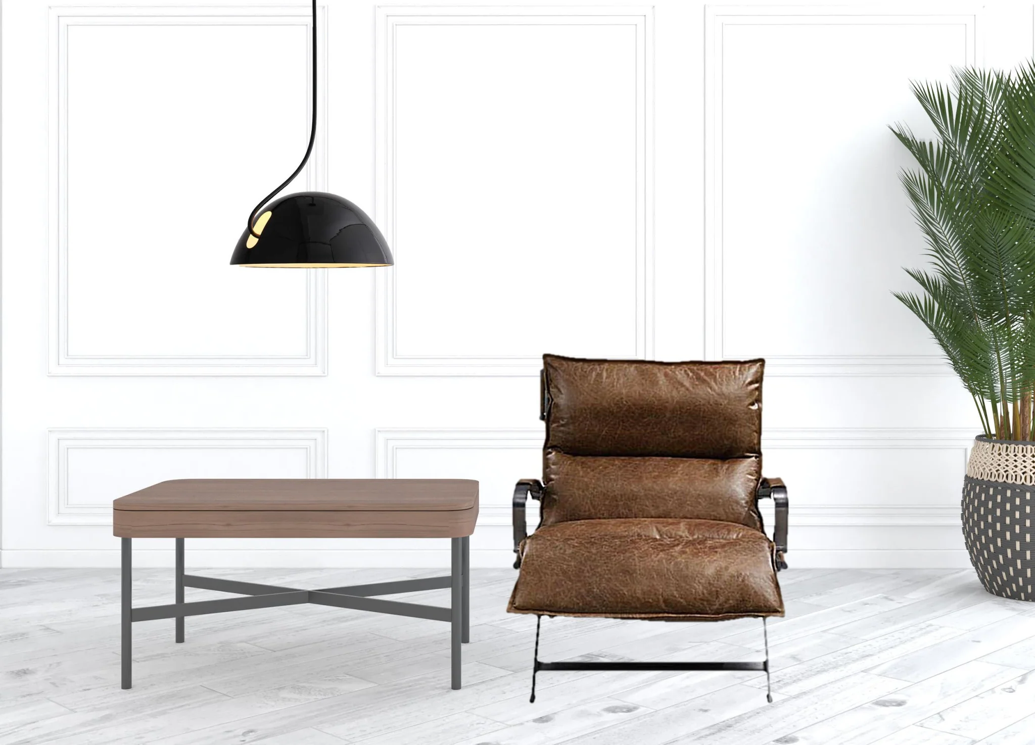 28" Brown Top Grain Leather And Steel Lounge Chair By Homeroots - Image 2