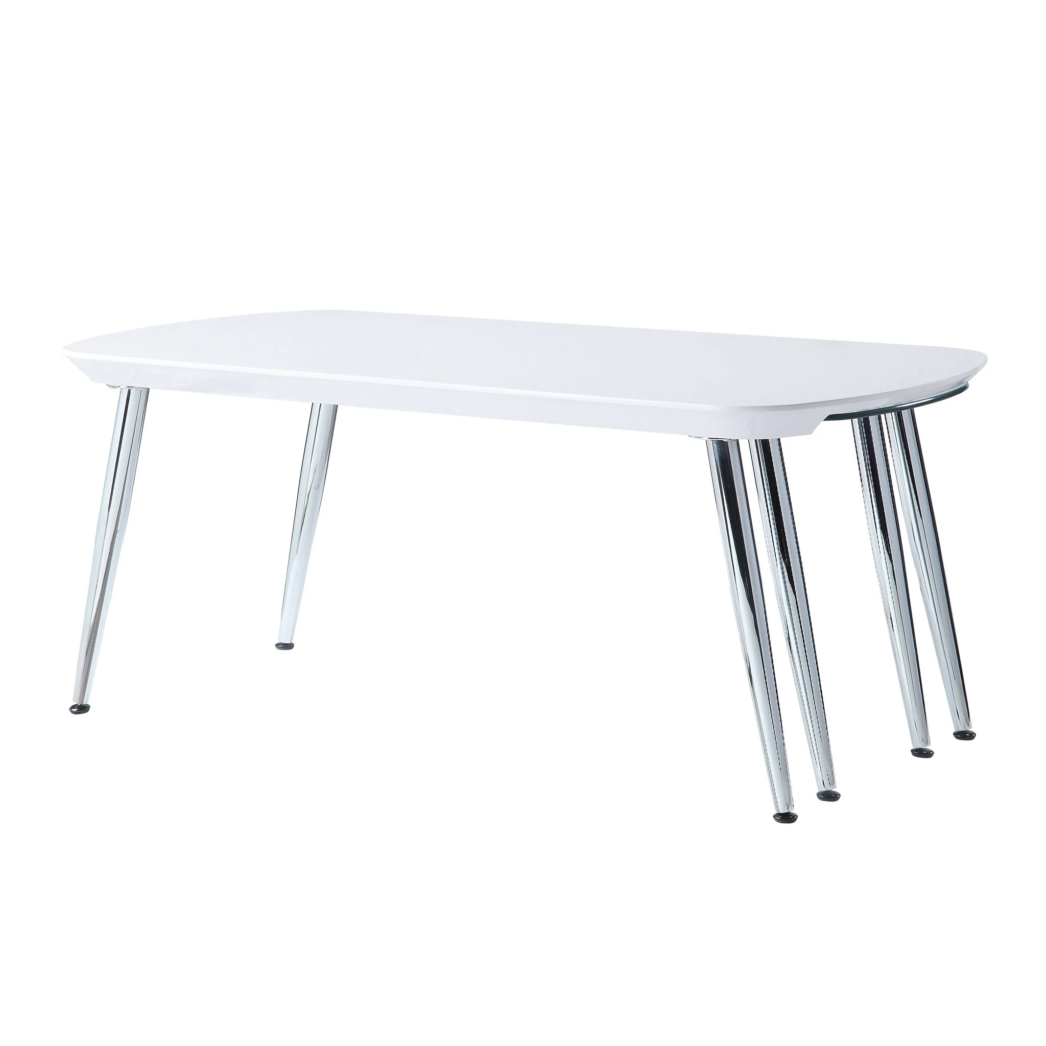 28" Chrome And White Glass Manufactured Wood And Metal Free Form Coffee Table By Homeroots - Image 2