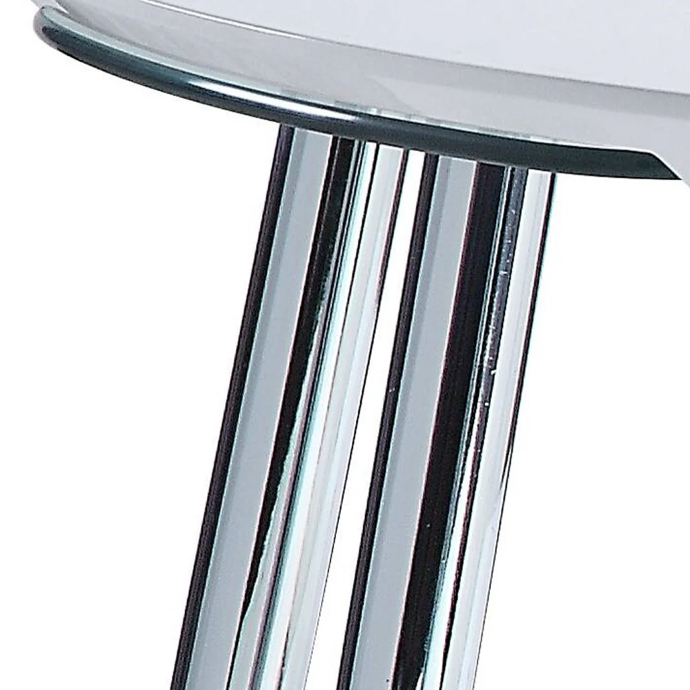 28" Chrome And White Glass Manufactured Wood And Metal Free Form Coffee Table By Homeroots - Image 5