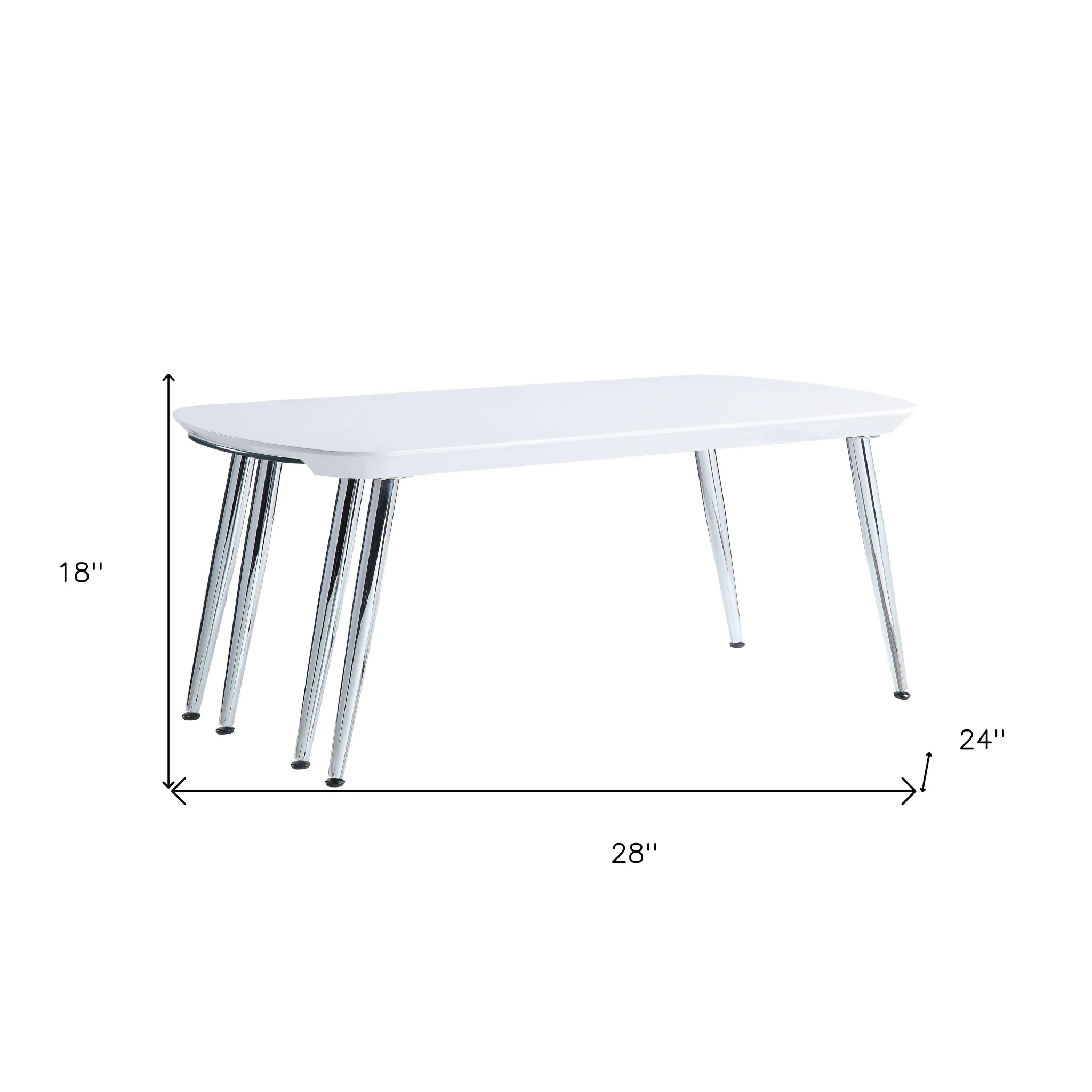 28" Chrome And White Glass Manufactured Wood And Metal Free Form Coffee Table By Homeroots - Image 6