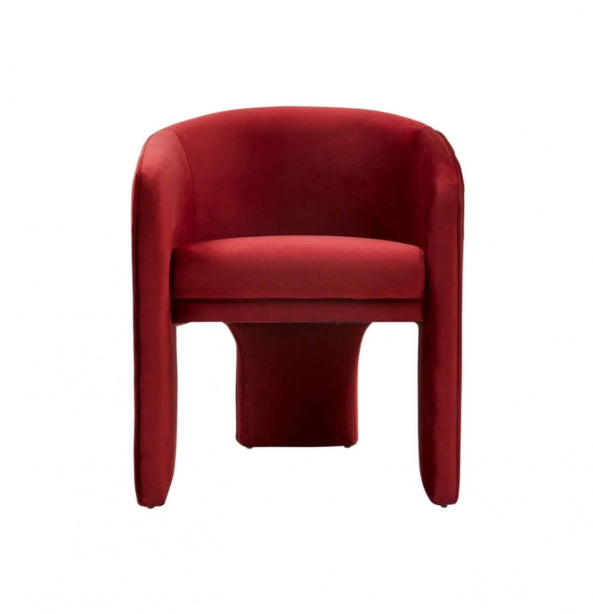 28" Contemporary Dark Burnt Orange Velvet Three Legged Chair By Homeroots - Image 2