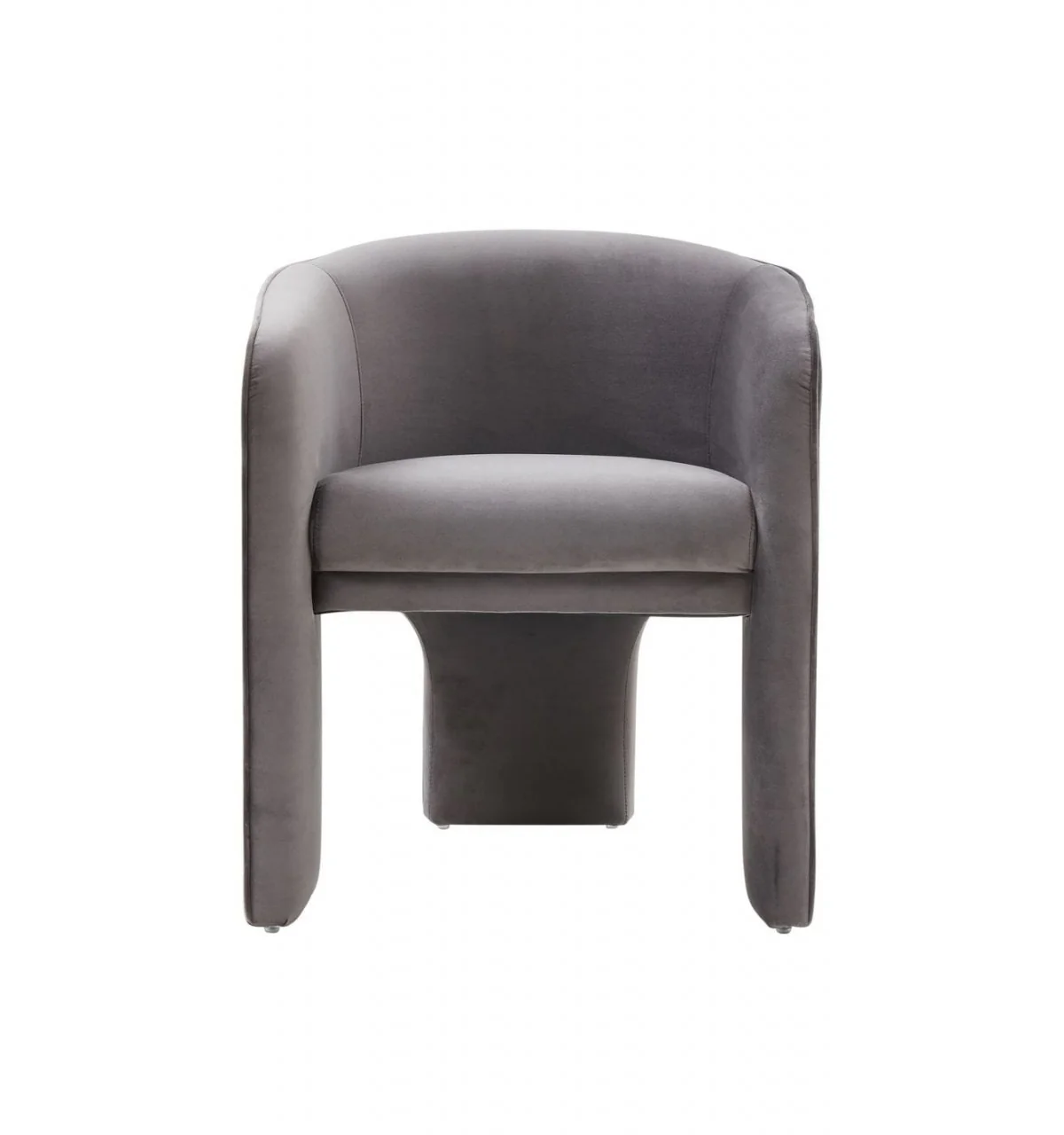 28" Contemporary Dark Gray Velvet Three Legged Chair By Homeroots - Image 2