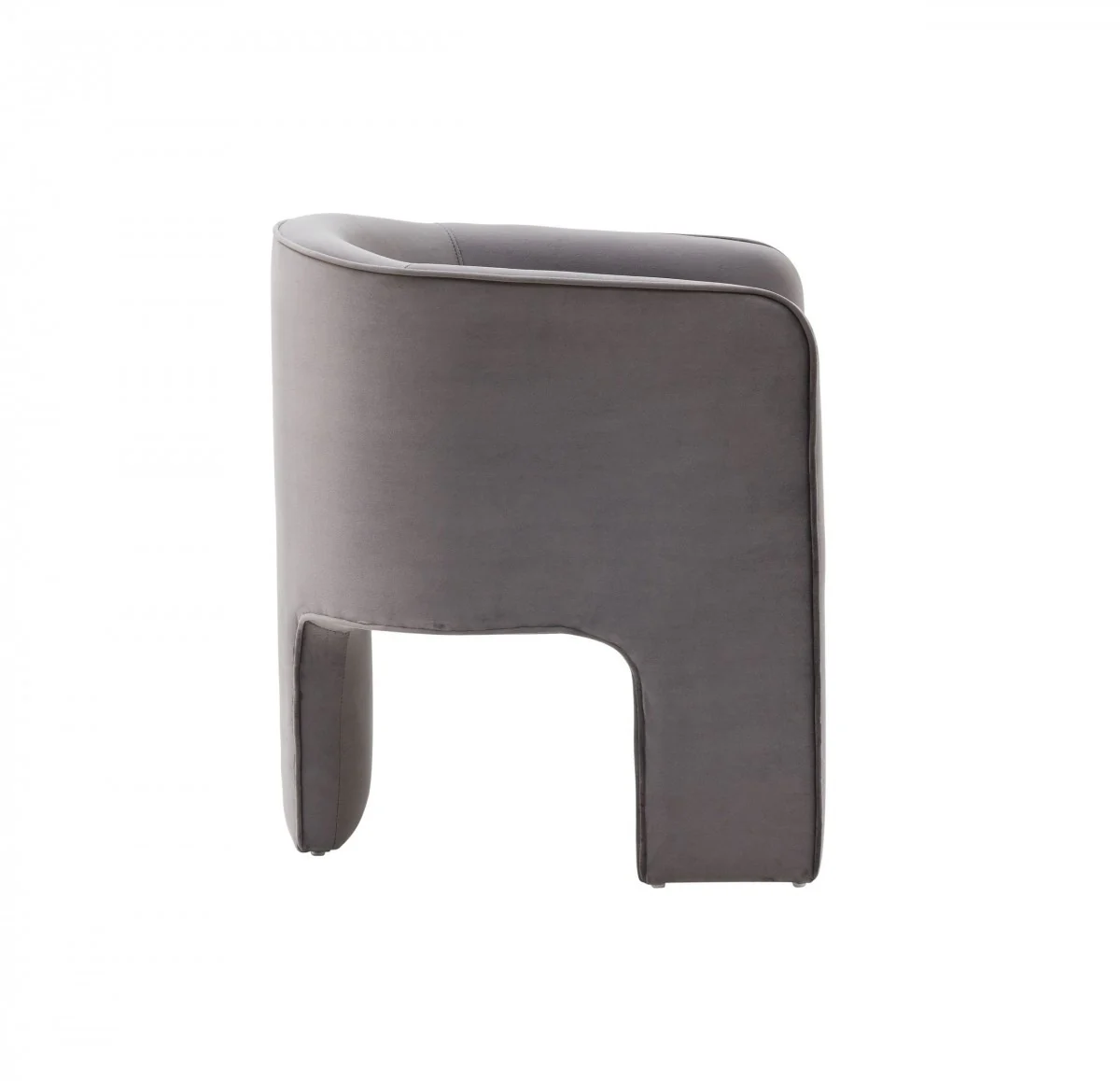 28" Contemporary Dark Gray Velvet Three Legged Chair By Homeroots - Image 3
