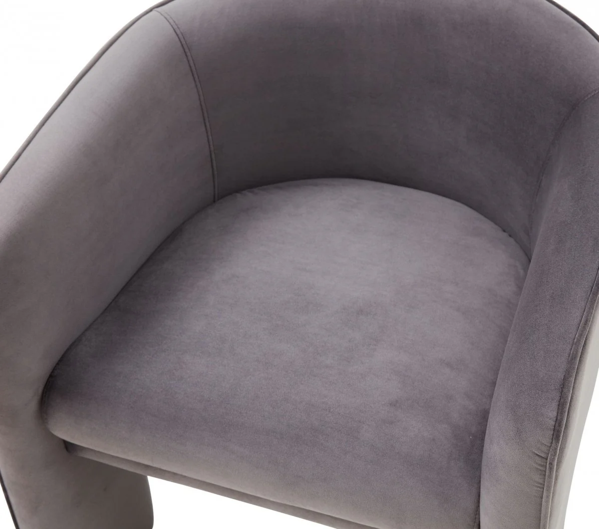 28" Contemporary Dark Gray Velvet Three Legged Chair By Homeroots - Image 5