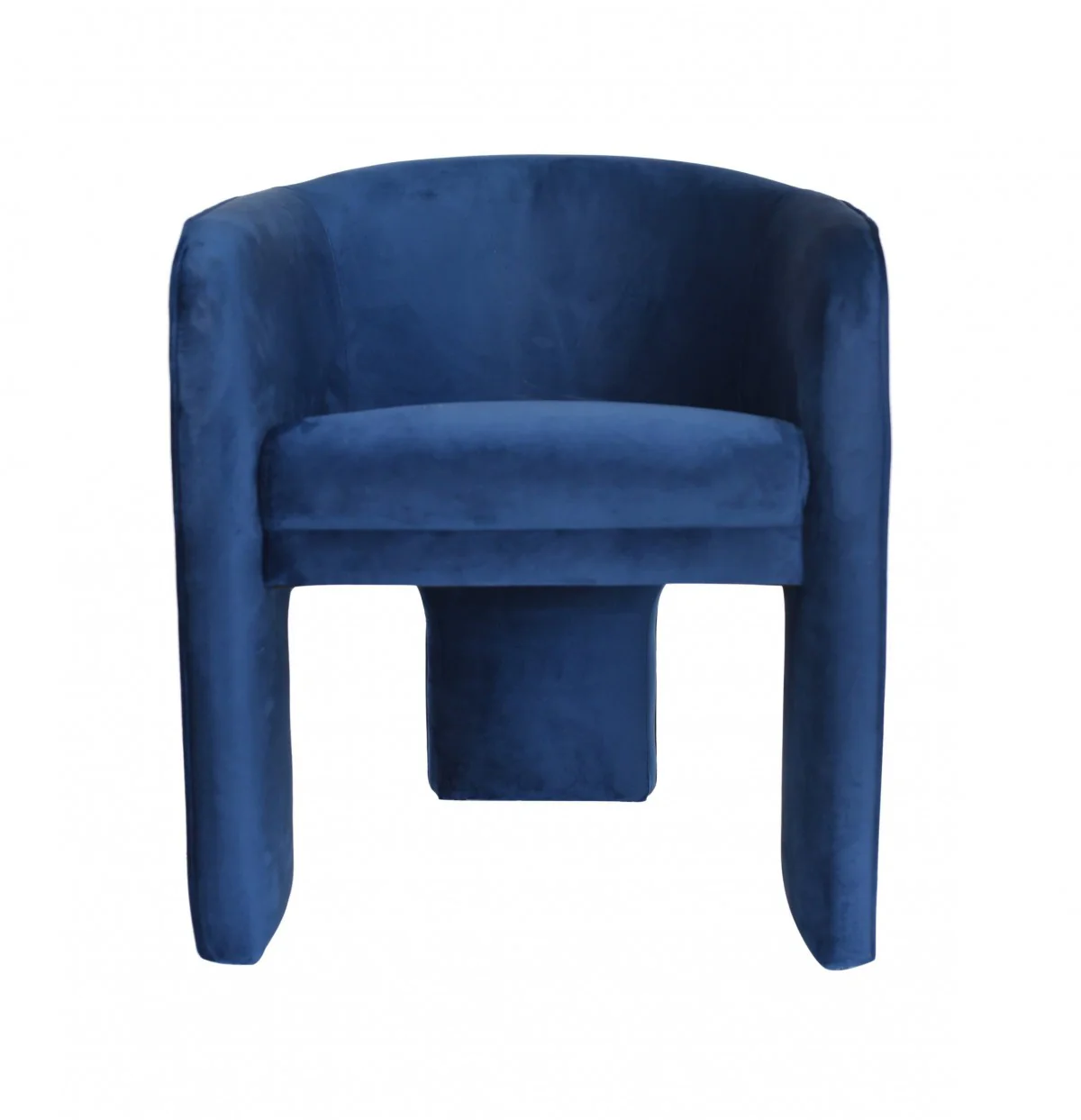 28" Contemporary Royal Blue Gray Velvet Three Legged Chair By Homeroots - Image 2