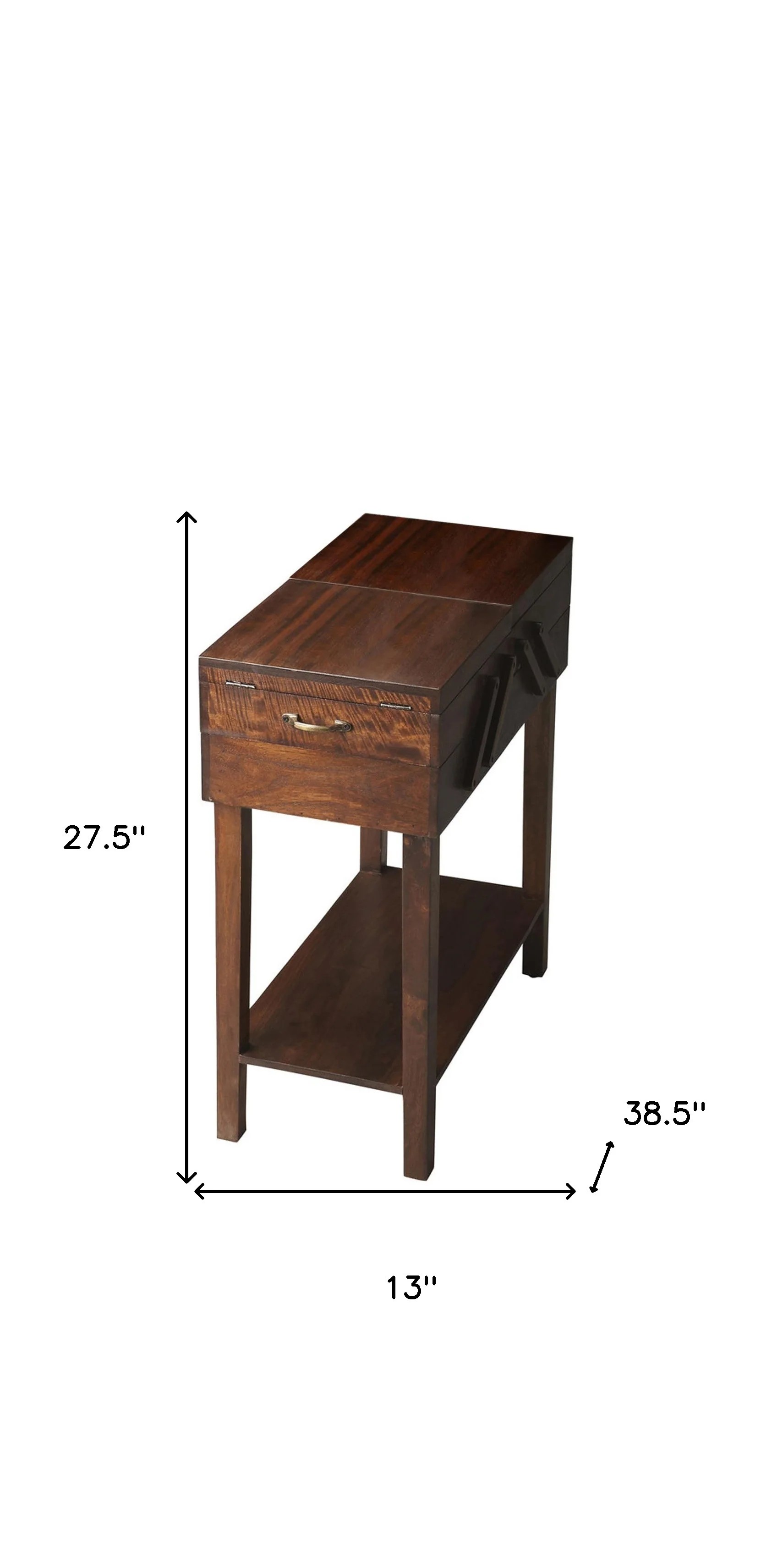 28" Dark Brown Solid Wood Rectangular End Table With Drawer And Shelf By Homeroots - Image 6
