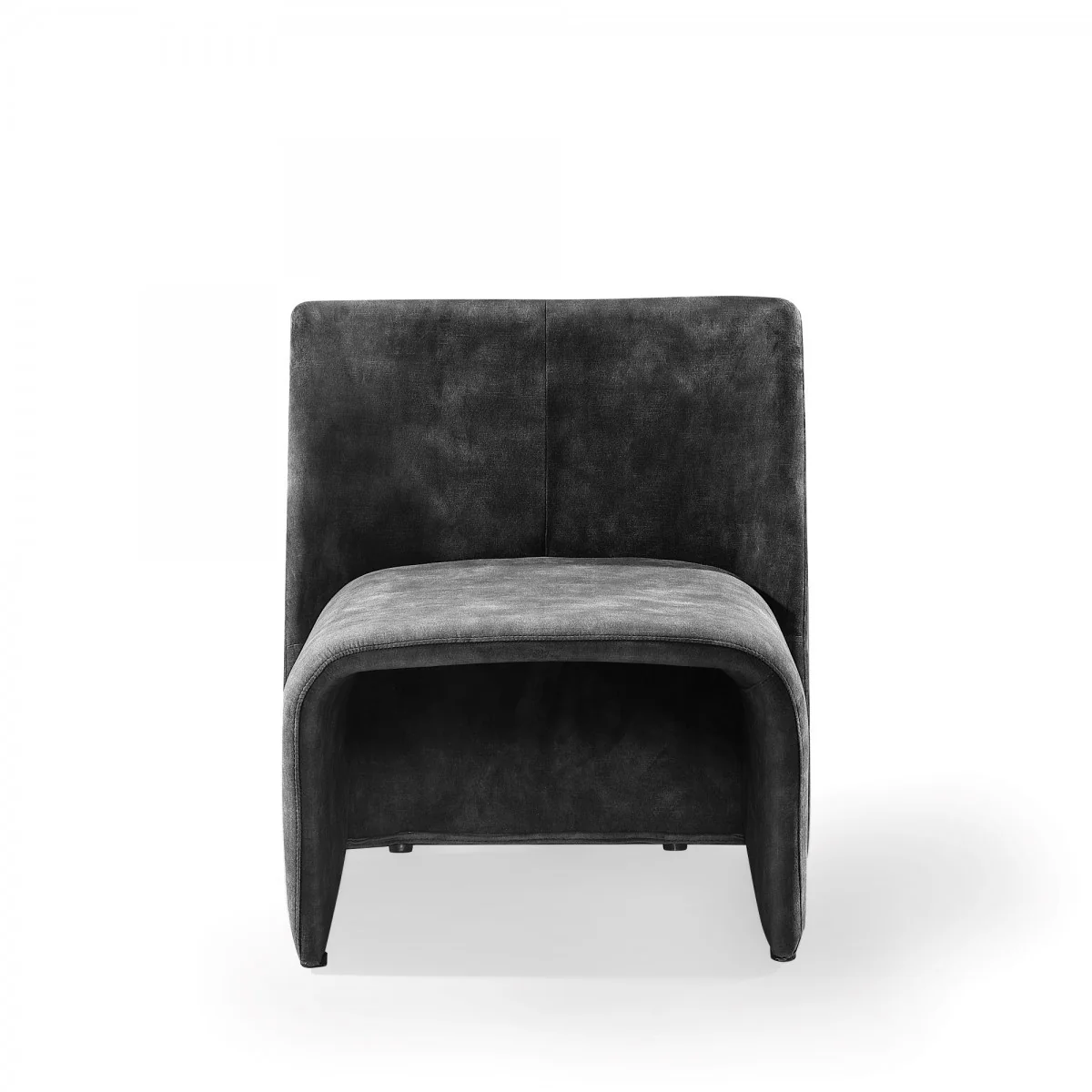 28" Dark Grey Velvet Solid Color Side Chair By Homeroots - Image 2