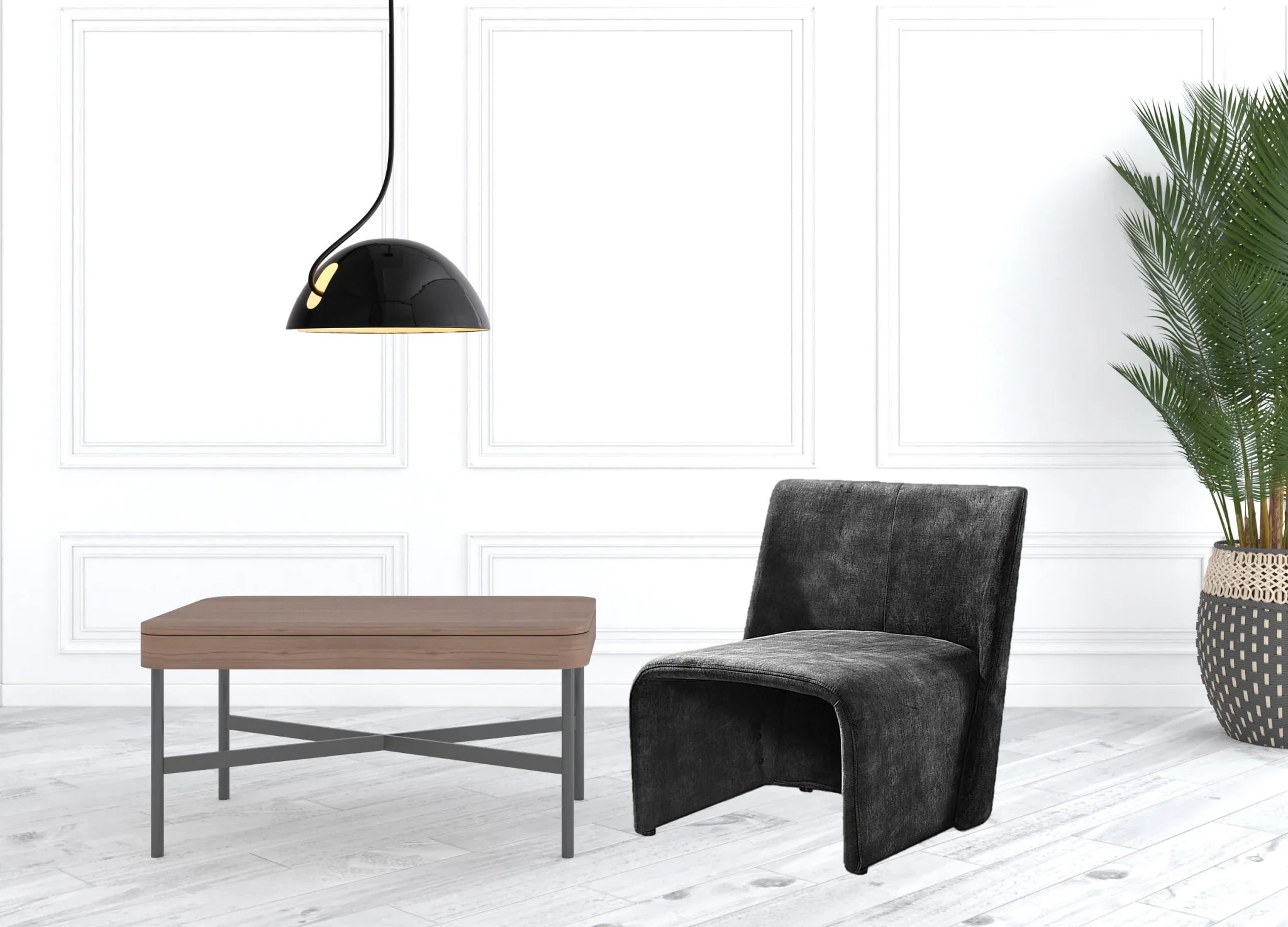 28" Dark Grey Velvet Solid Color Side Chair By Homeroots - Image 3