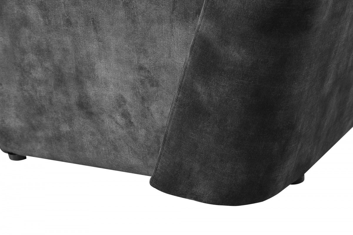 28" Dark Grey Velvet Solid Color Side Chair By Homeroots - Image 4