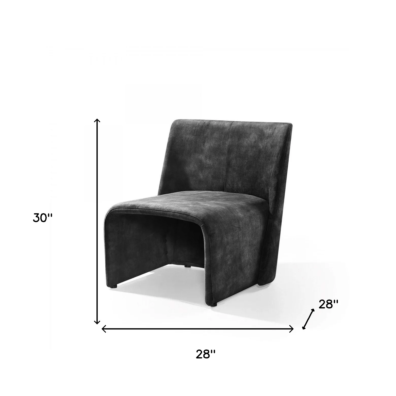 28" Dark Grey Velvet Solid Color Side Chair By Homeroots - Image 5