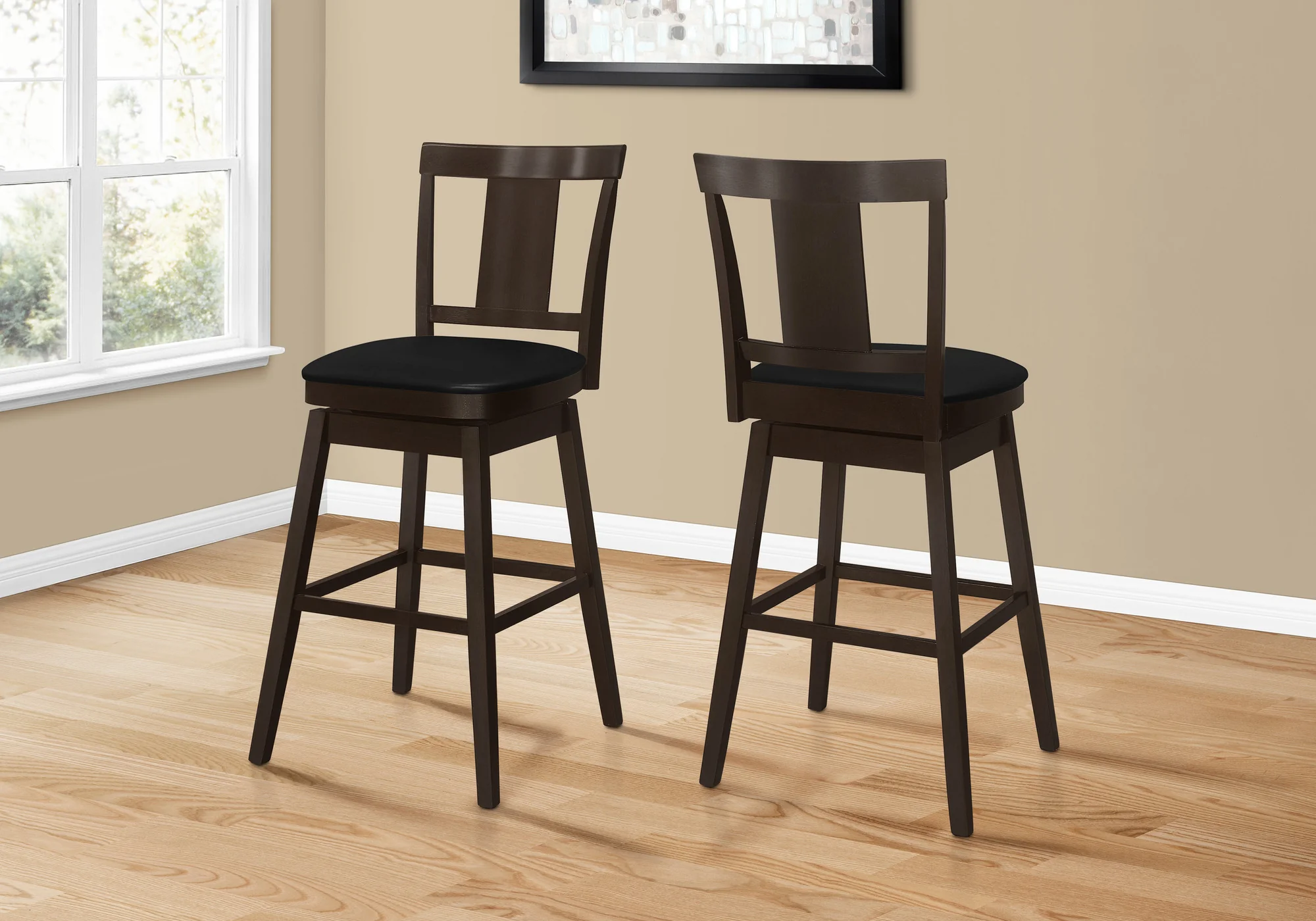 28" Espresso Solid Wood Bar Height Bar Chair With Footrest By Homeroots - Image 3