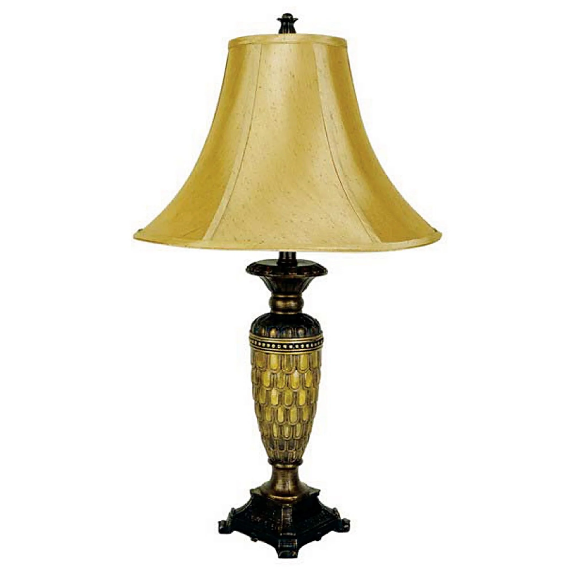 28" Golden Brown Polyresin Table Lamp With Gold Bell Shade By Homeroots - Image 2