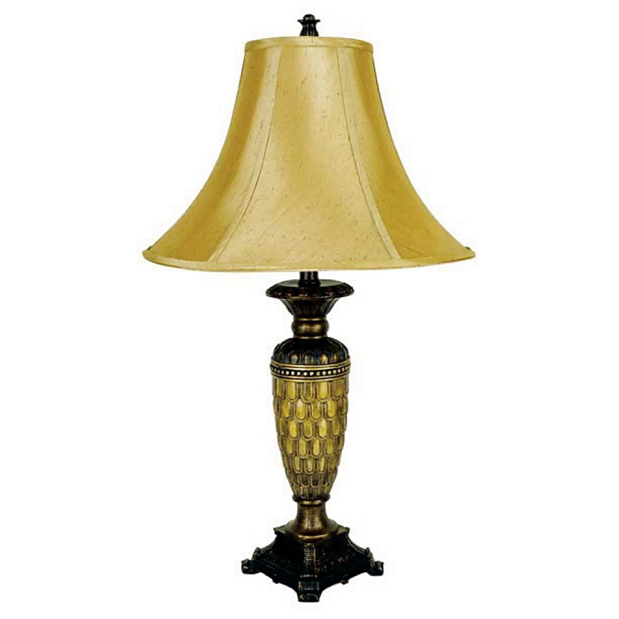 28" Golden Brown Polyresin Table Lamp With Gold Bell Shade By Homeroots - Image 3