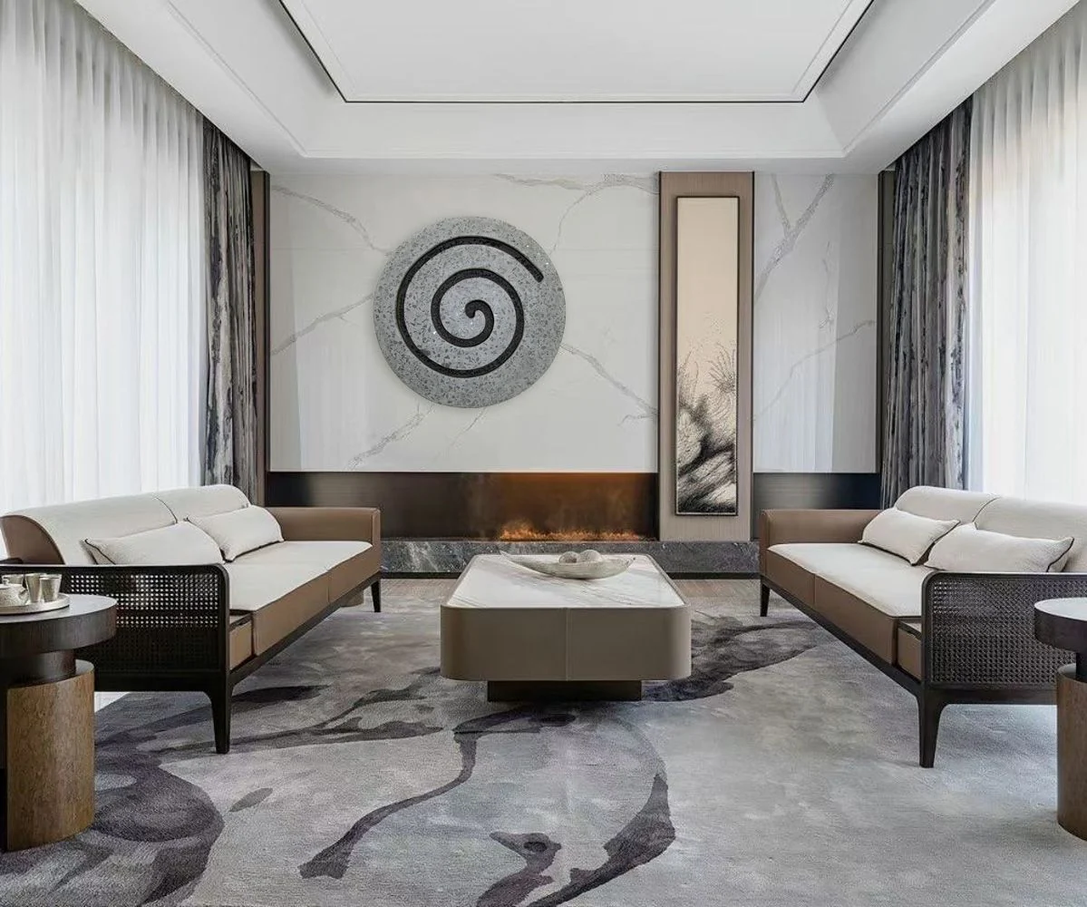 28" Gray Round Modern Spiral Wall Art By Homeroots - Image 4