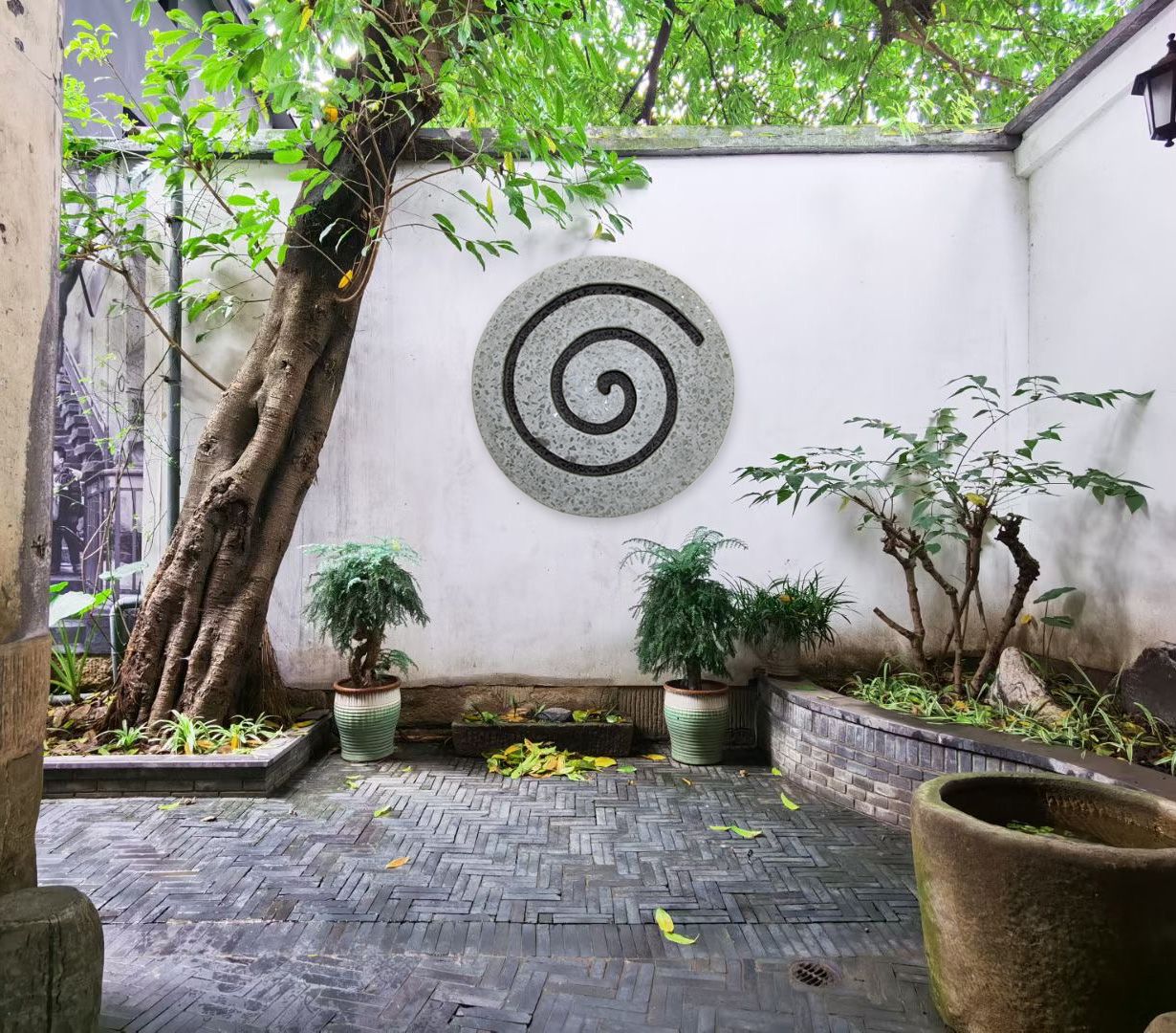 28" Gray Round Modern Spiral Wall Art By Homeroots - Image 5