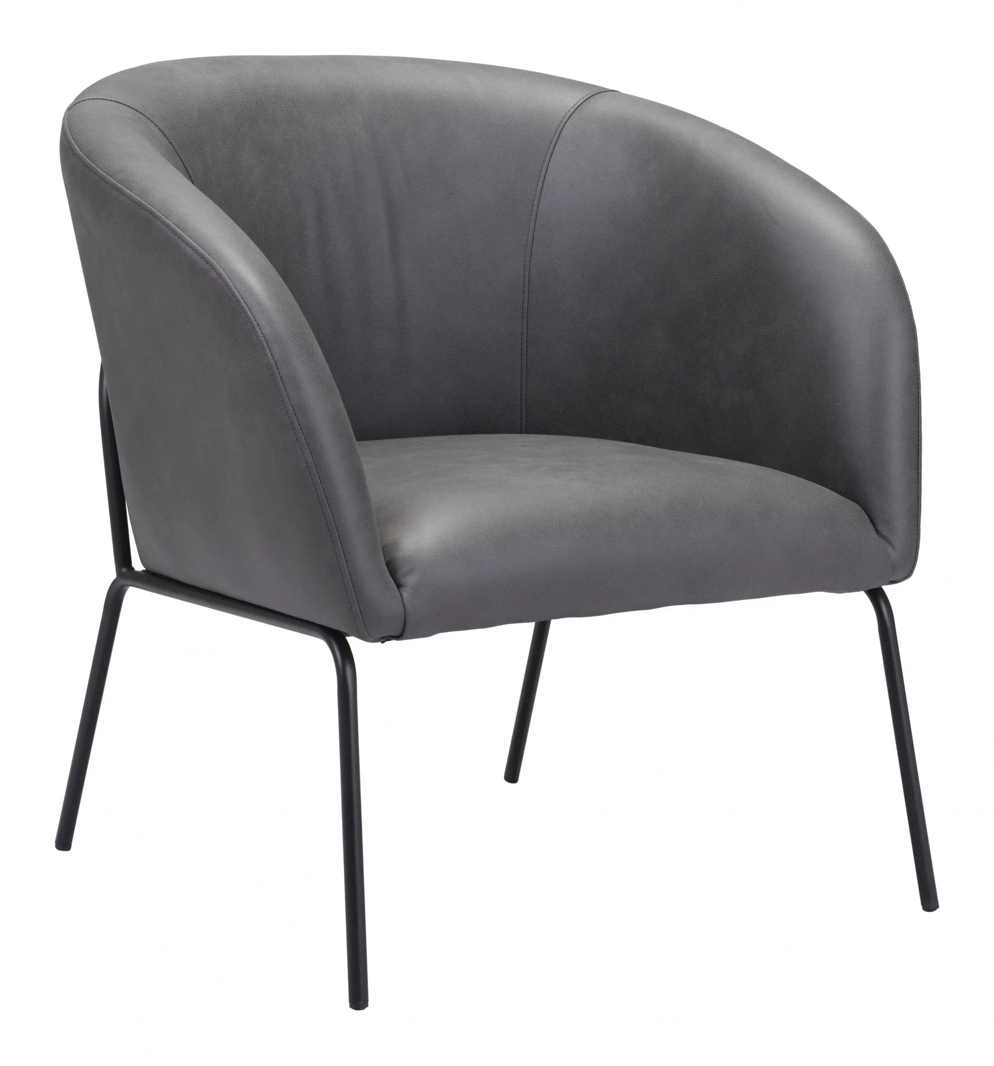 28" Grey Faux Leather And Gold Arm Chair By Homeroots - Image 2